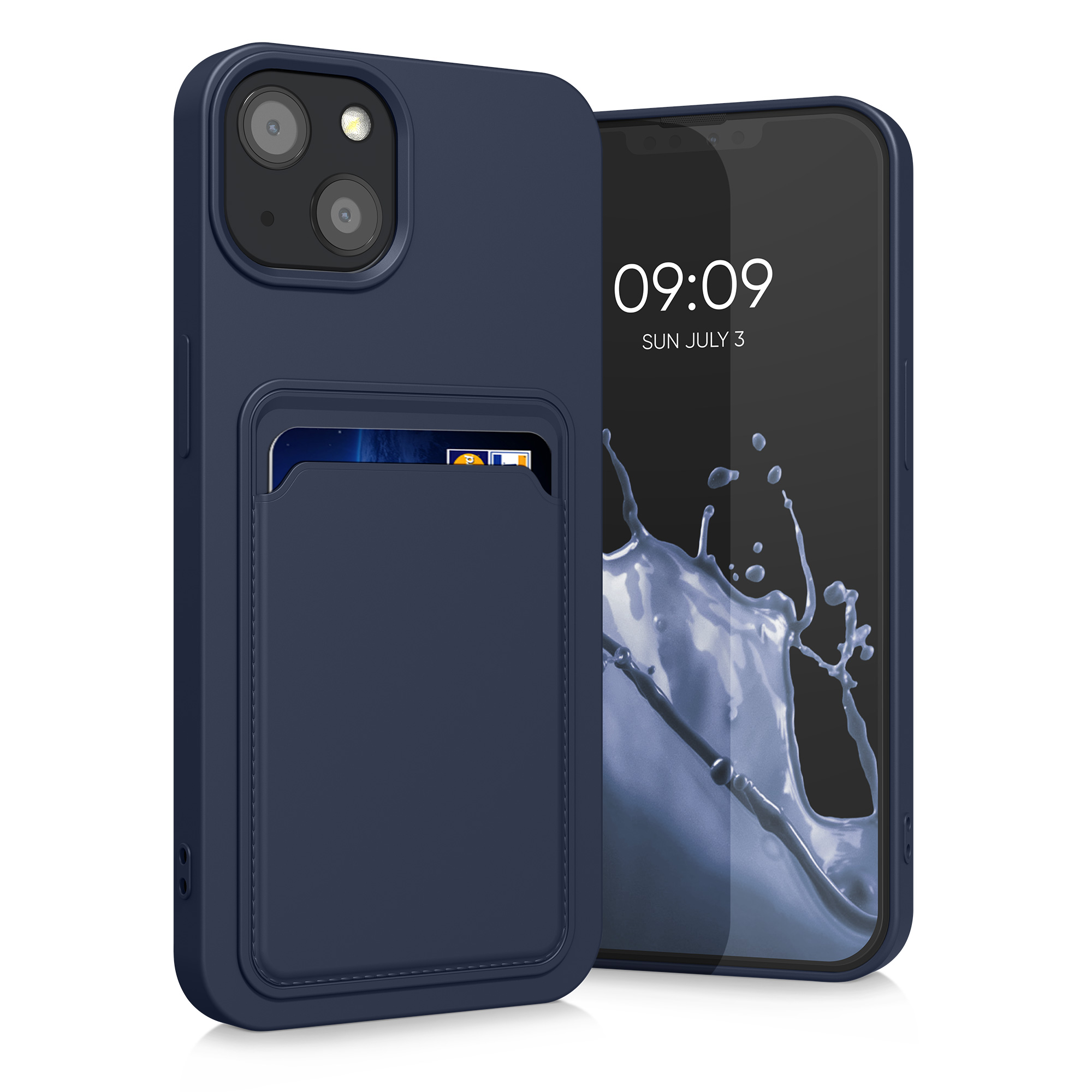Kryt s přihrádkou kwmobile pro iPhone 13 - dark Blue