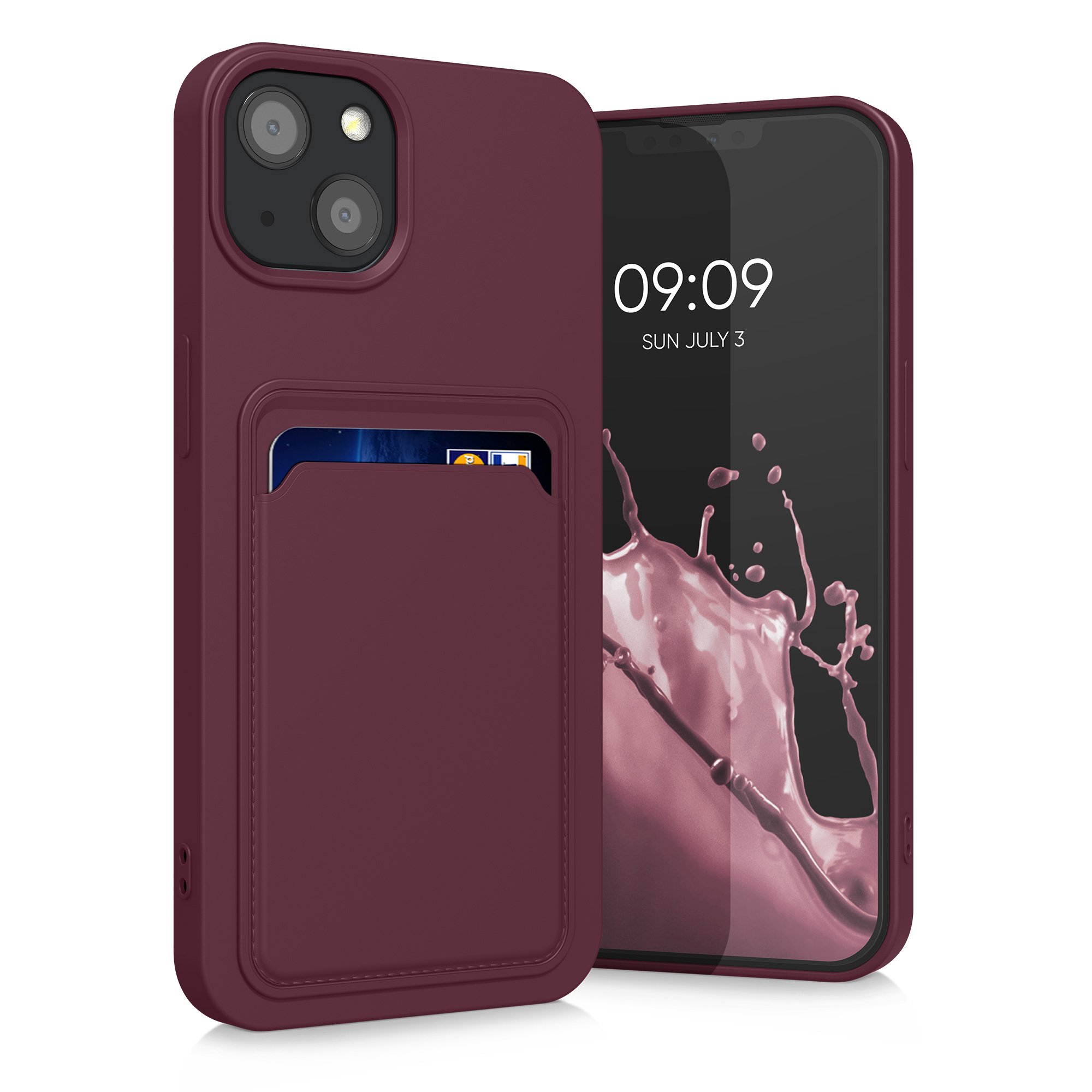 Kryt s přihrádkou kwmobile pro iPhone 13 - tawny červená