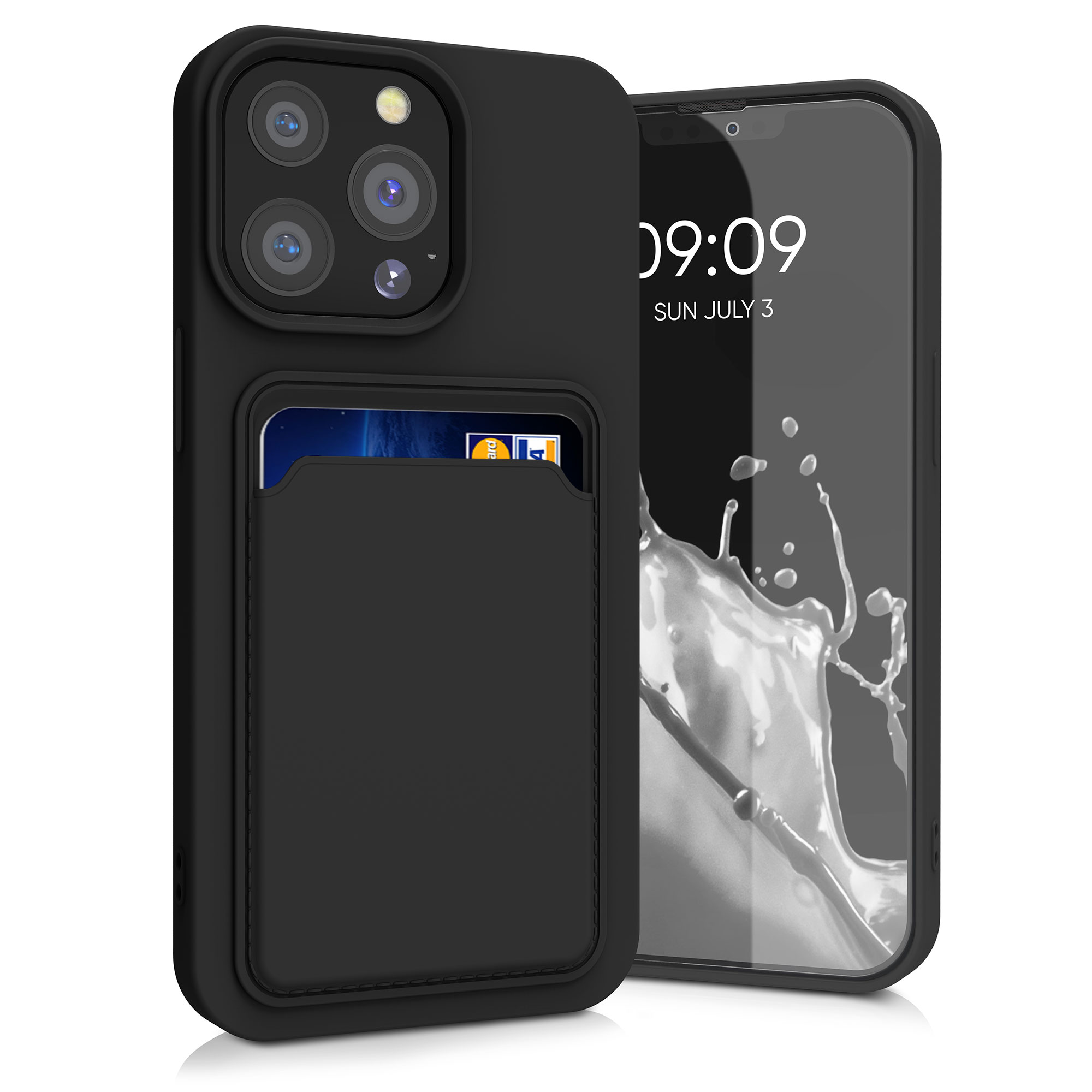 Kryt kwmobile s přihrádkou na kartu iPhone 13 Pro černá