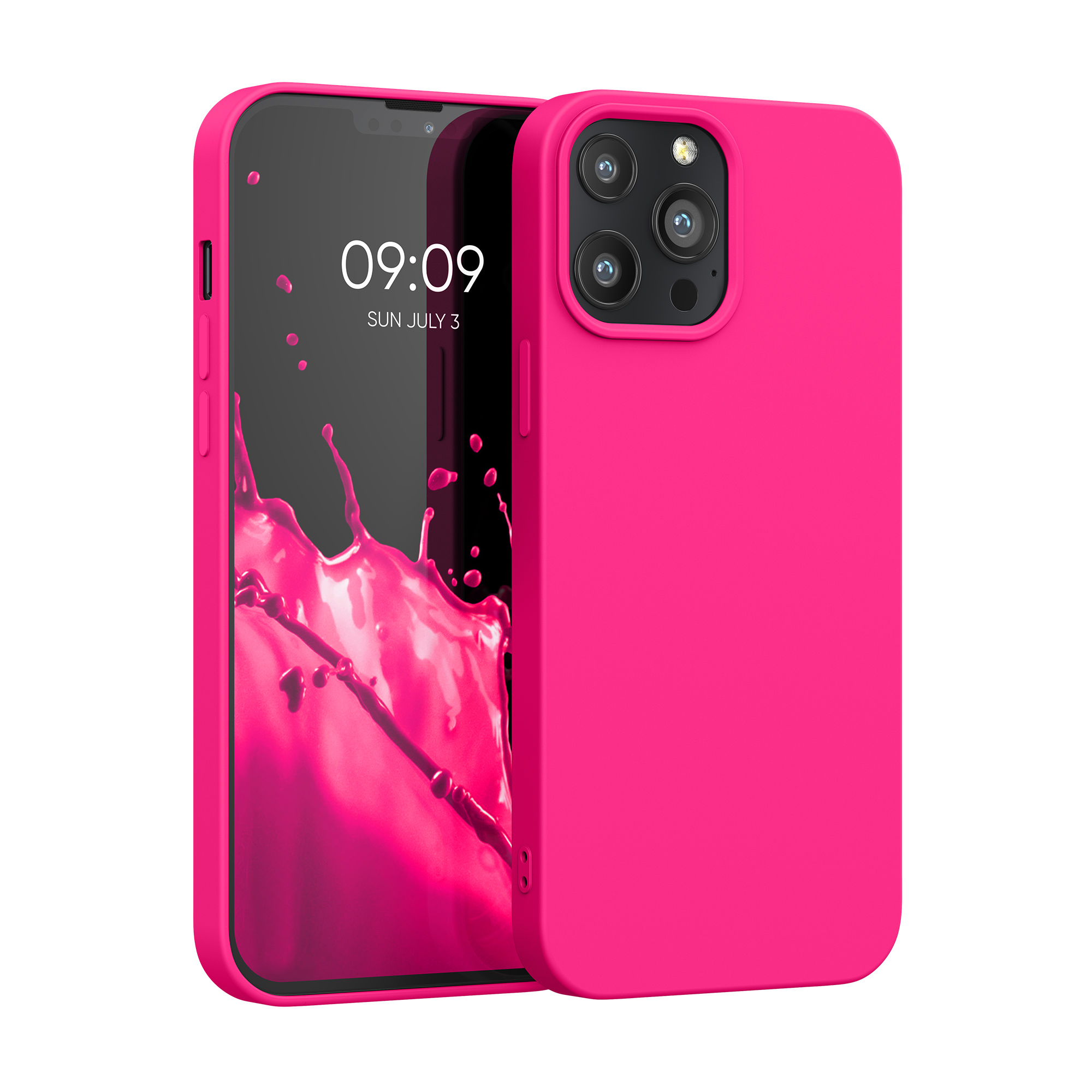 Pouzdro pro Apple iPhone 13 Pro Max kwmobile tenké ochranné silikonové - neonově růžová