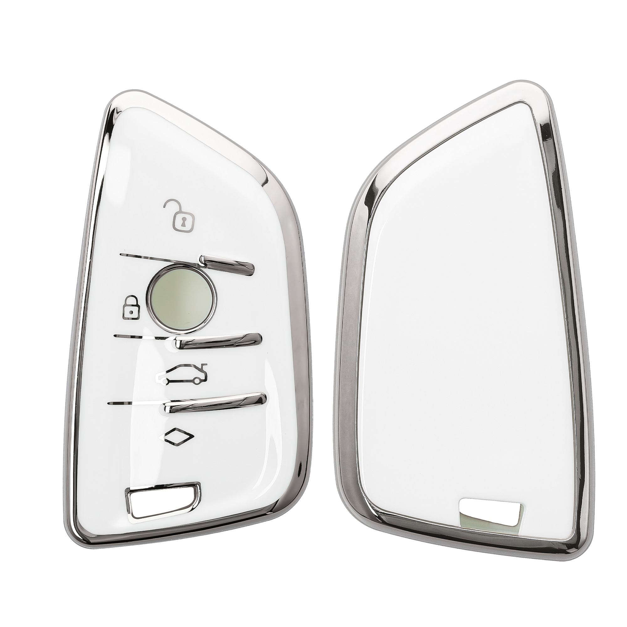 Tpu pouzdro na klíč od auta BMW 3 tlačítka Smart Key Anti-Slip bílo-stříbrné