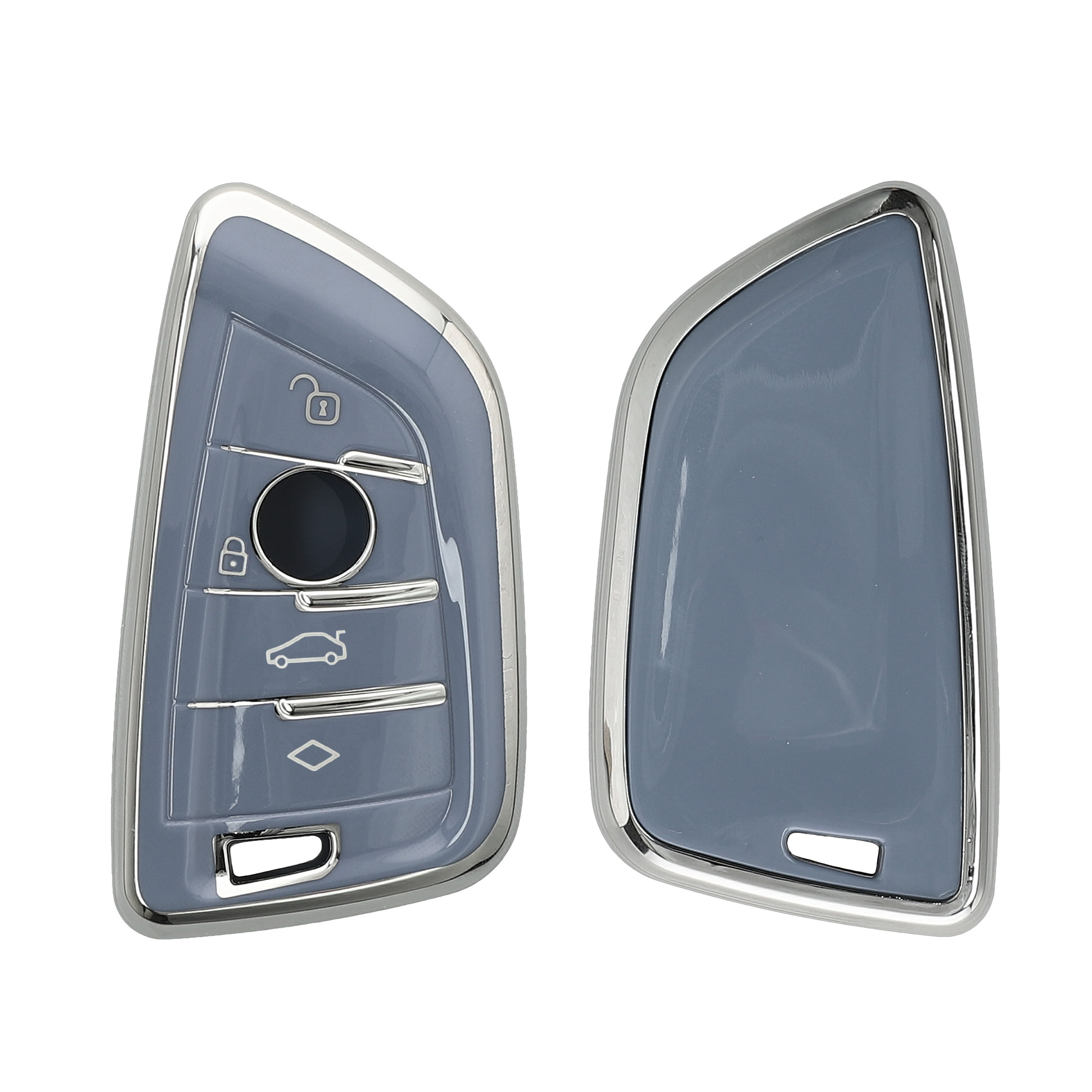 Tpu pouzdro na klíč od auta BMW 3 tlačítka Smart Key Anti-Slip modro-stříbrné