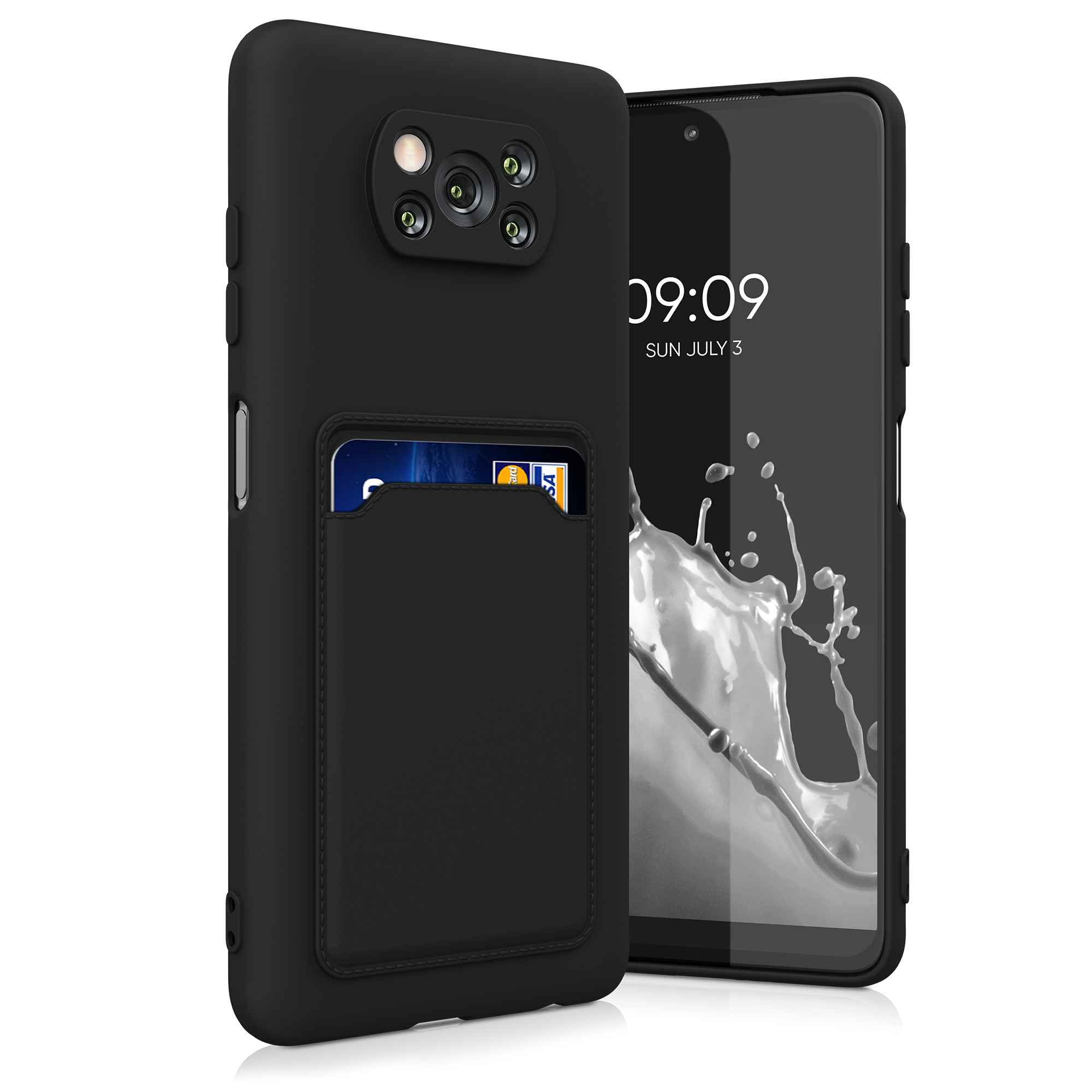 Kryt Xiaomi Poco X3 NFC přihrádka karta TPU černá matná kwmobile