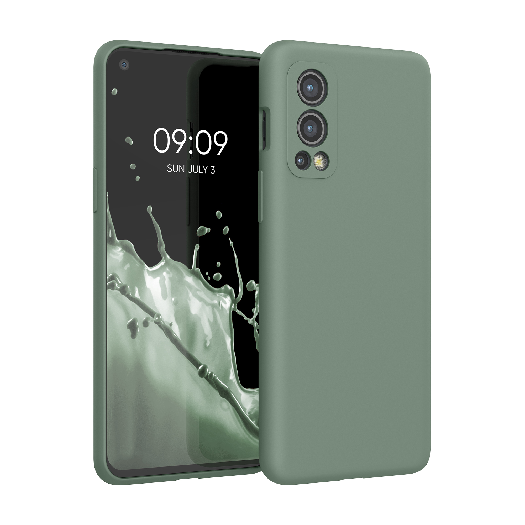 Kwmobile Silikonový kryt OnePlus Nord 2 5G dešťově zelená