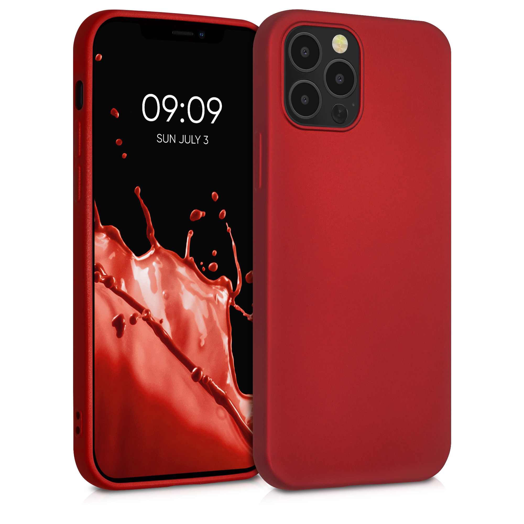 Metalický kryt kwmobile pro iPhone 12 / iPhone 12 Pro - metalická tmavě červená
