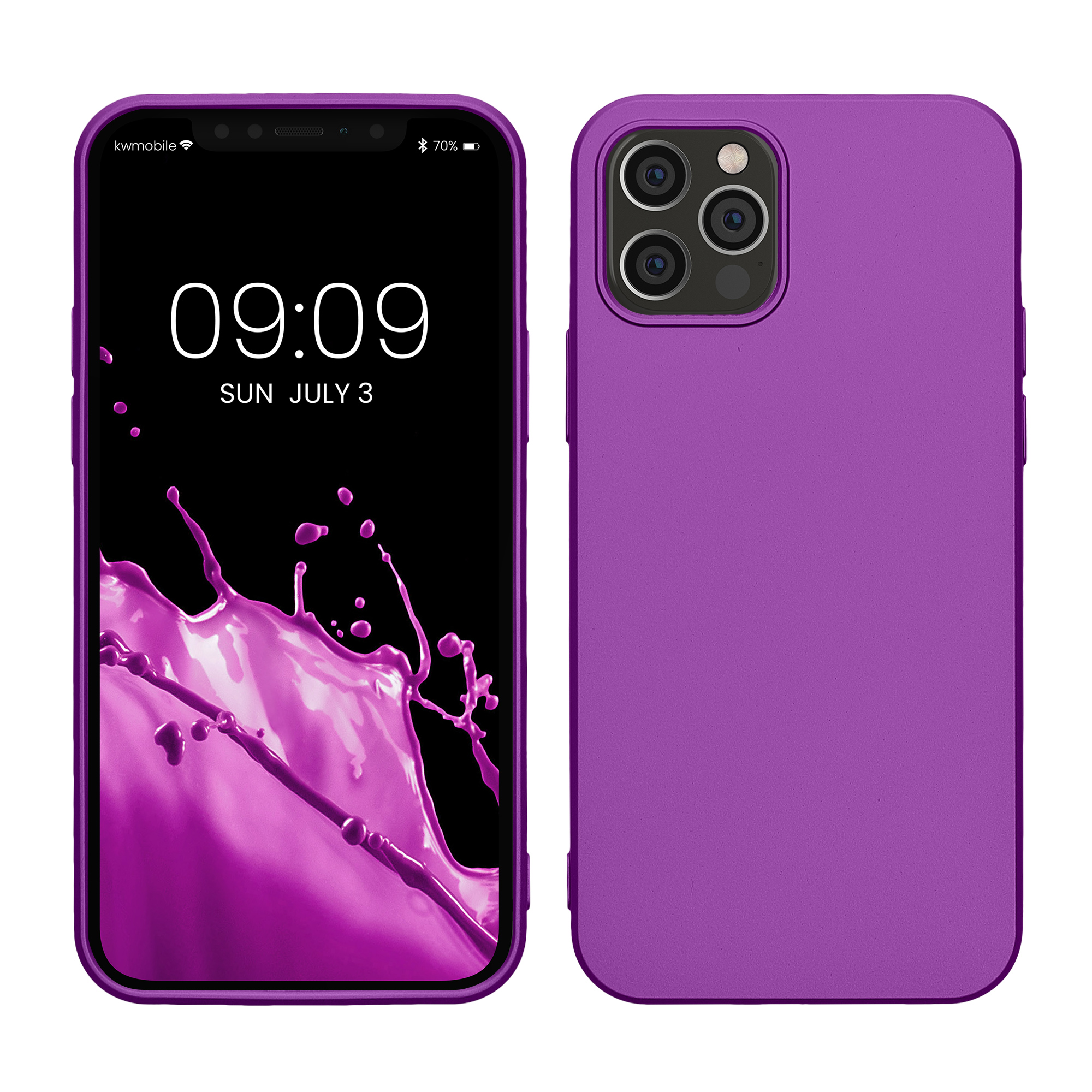 Pouzdro pro Apple iPhone 12 / iPhone 12 Pro kwmobile tenké metalické silikonové - metalická fialová