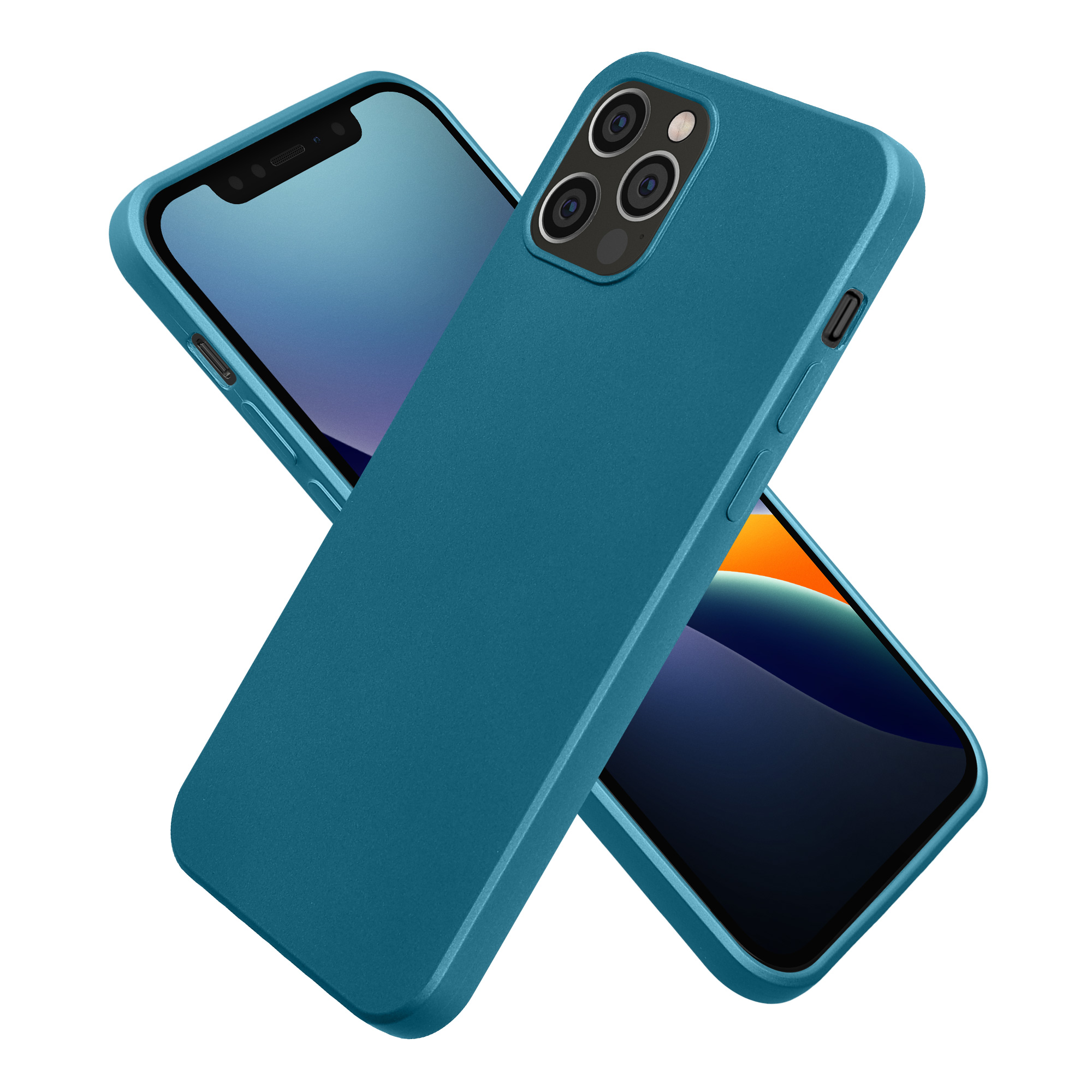 Pouzdro pro Apple iPhone 12 / iPhone 12 Pro kwmobile tenké metalické silikonové - metalická karibská modrá