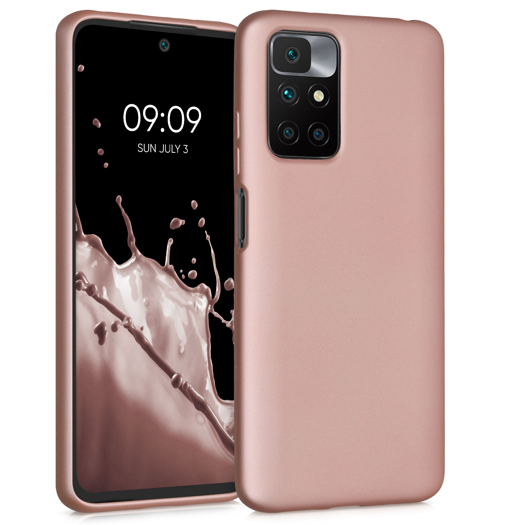 Kryt Xiaomi Redmi 10 (2021 metalický TPU metalická růžovo-zlatá kwmobile