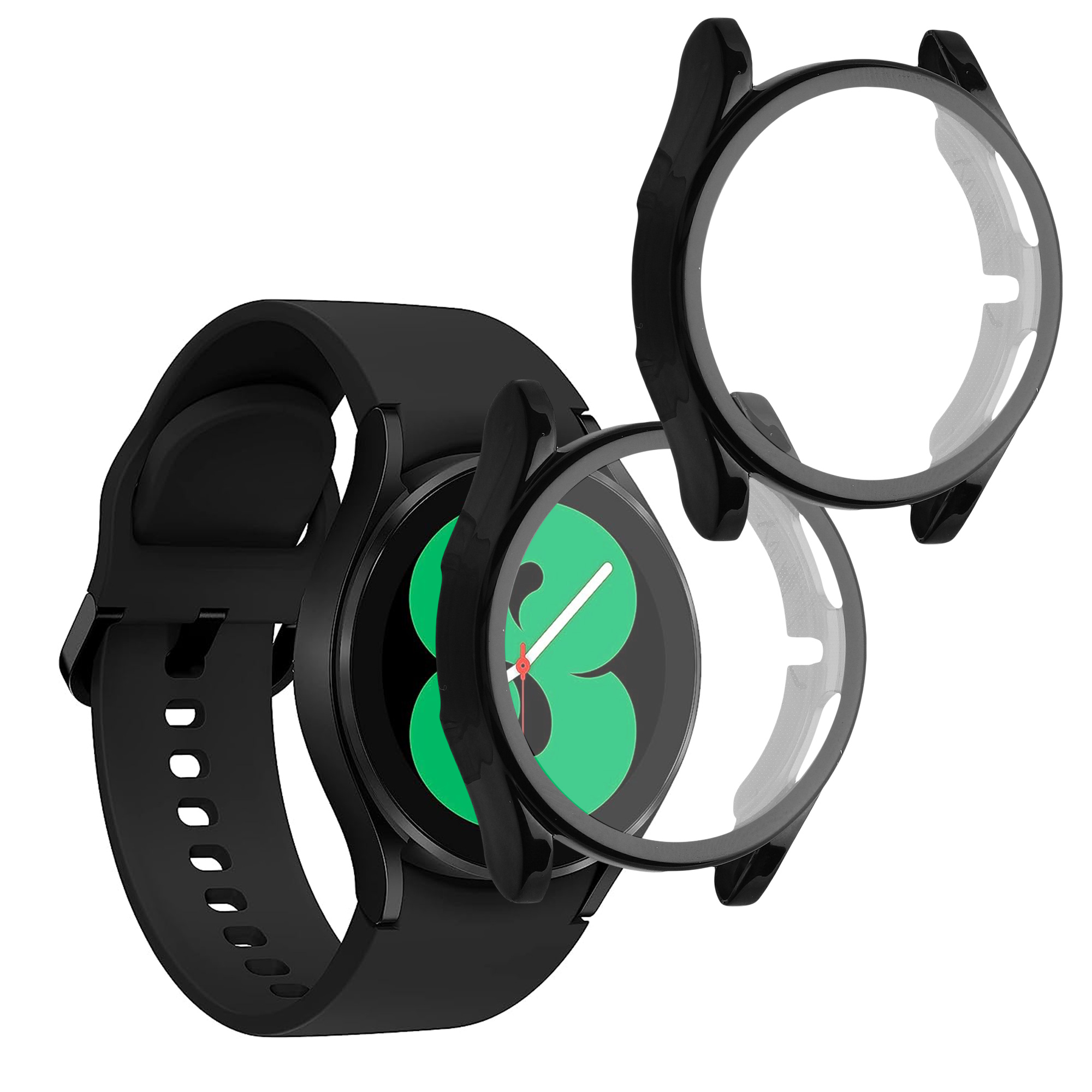 2x obal s ochranným sklem pro Samsung Galaxy Watch 4 (40mm) kwmobile silikonové - černá / černá