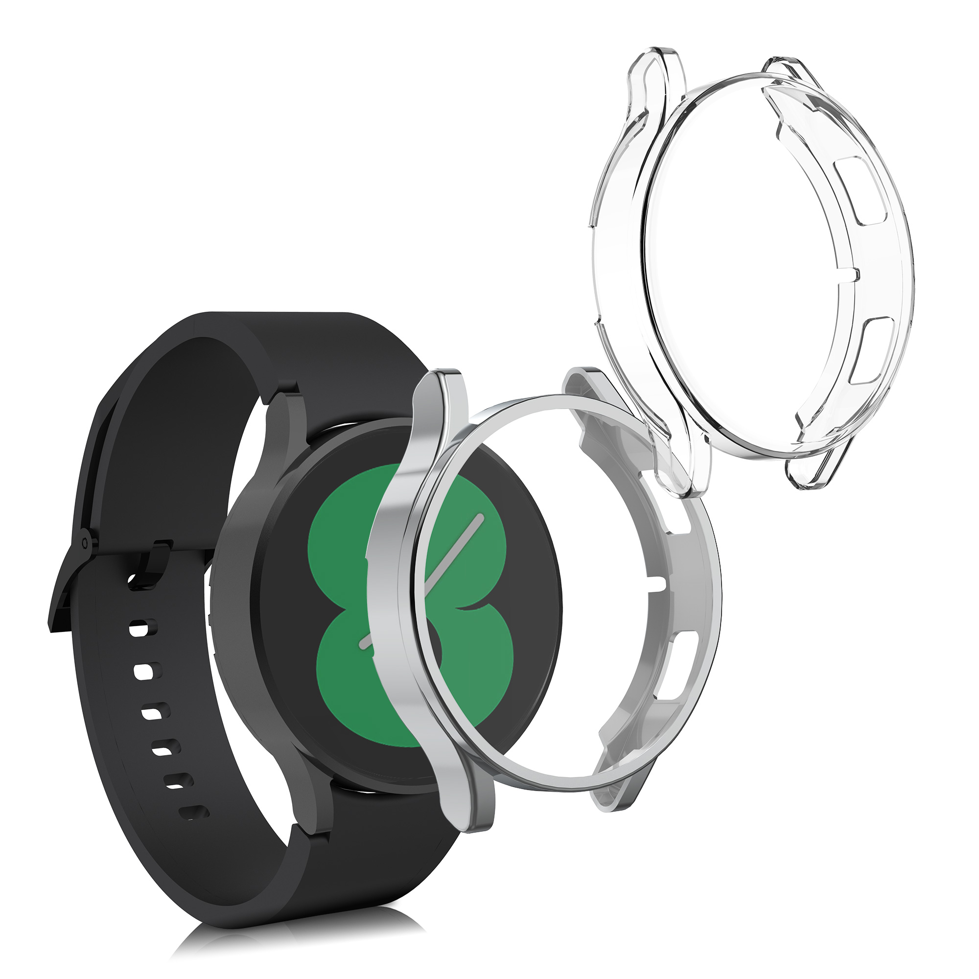 Kryt s ochranou displeje pro Samsung Galaxy Watch 4 (40 mm), 2 ks kwmobile ‑ čirá / stříbrná