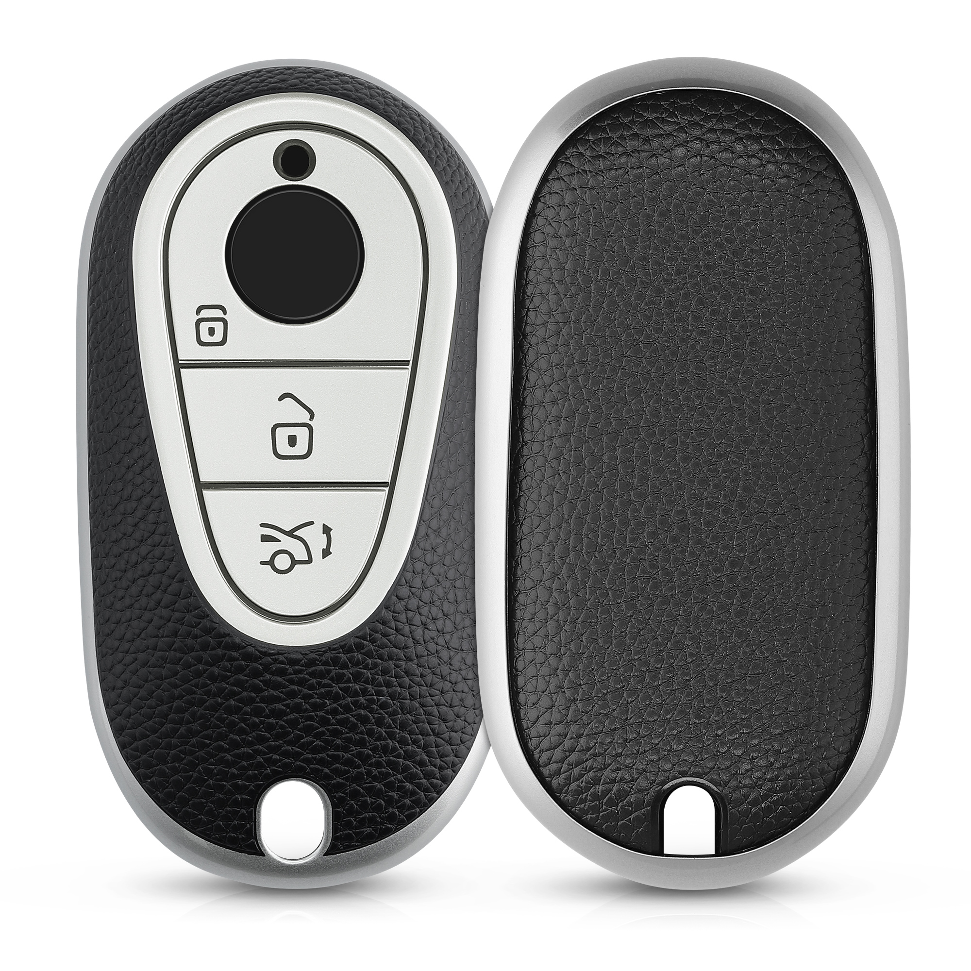 Pouzdro na klíč od auta kwmobile Mercedes-Benz 3 tlačítka Smart Key, stříbrná / černá