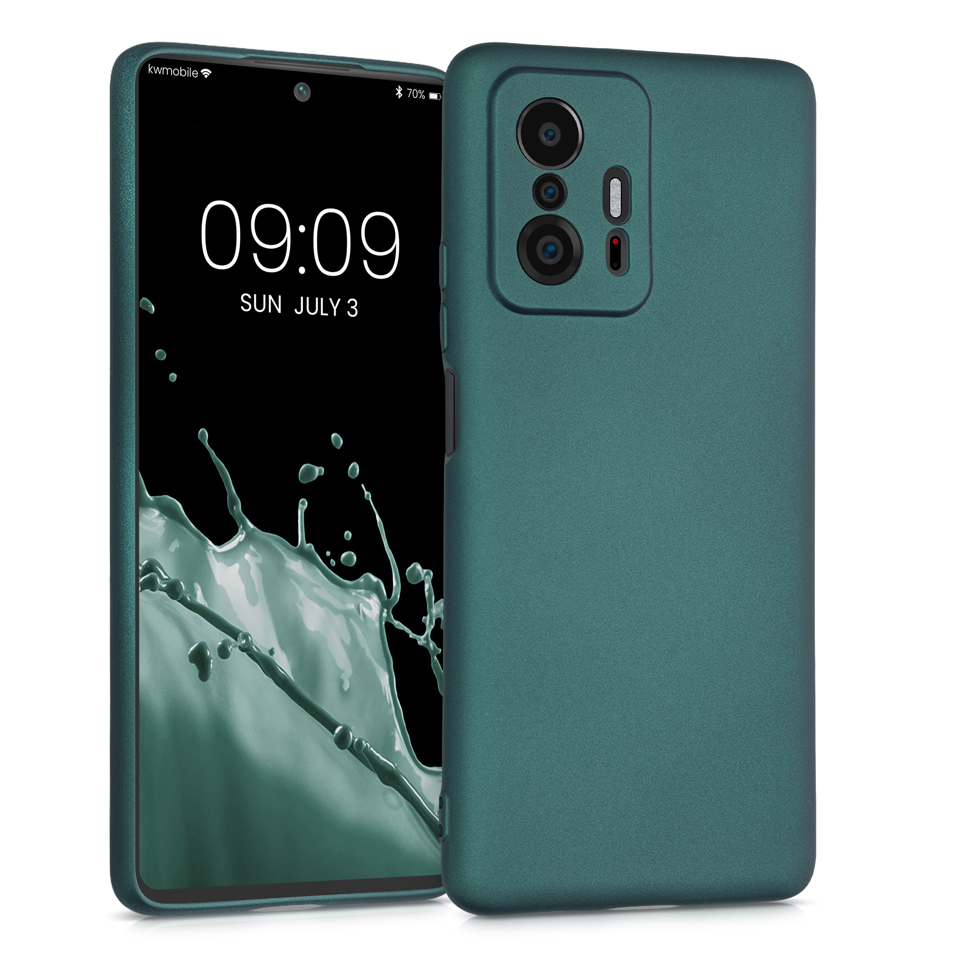 Metalický kryt na mobil Xiaomi 11T / 11T Pro metalicky modrozelený