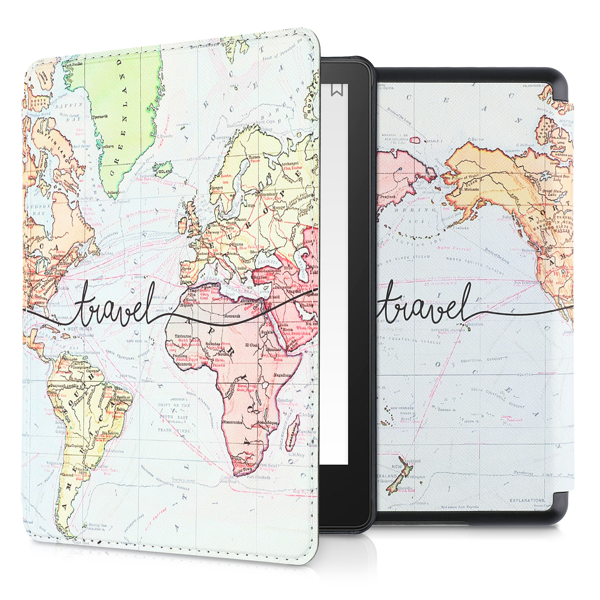 Pouzdro na čtečku kwmobile Amazon Kindle Paperwhite 11 Generation 2021 Case - Travel černá / multicolor
