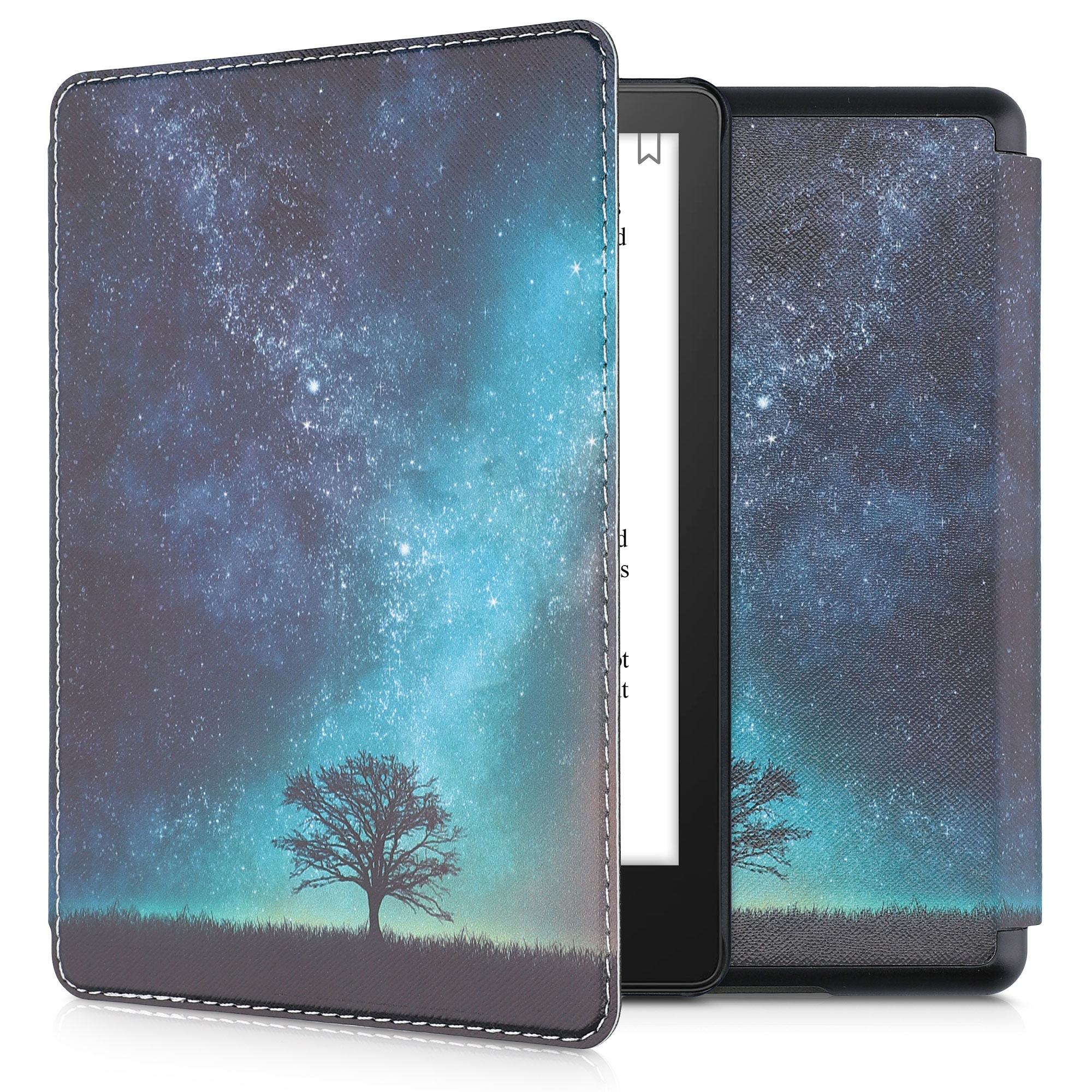 Pouzdro na čtečku kwmobile Amazon Kindle Paperwhite 11 Generation 2021 Case - Cosmic Nature modrá / šedá / černá