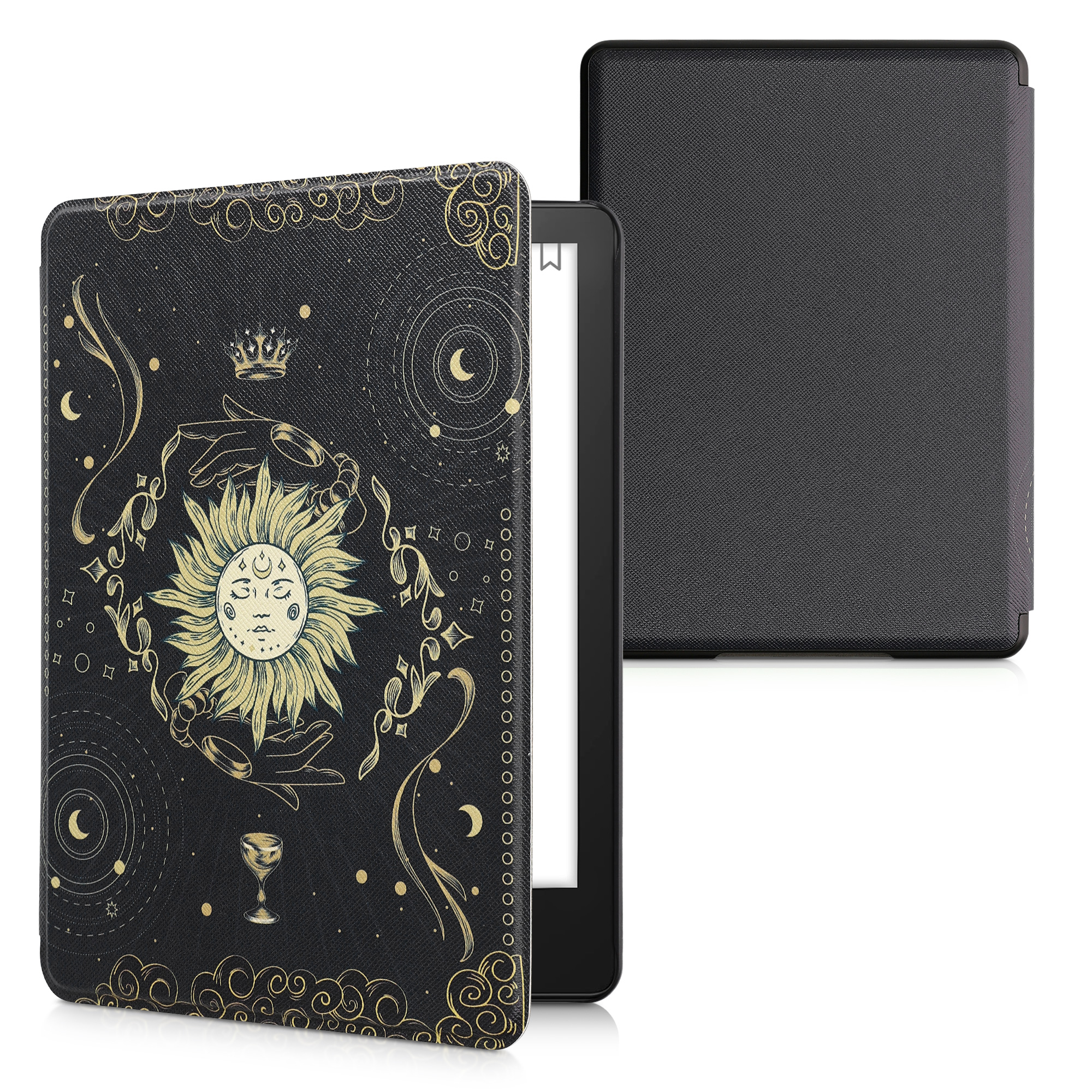 Pouzdro na čtečku kwmobile Amazon Kindle Paperwhite 11 Generation 2021 Case - Tarot Card tmavě modrá / žlutá / černá