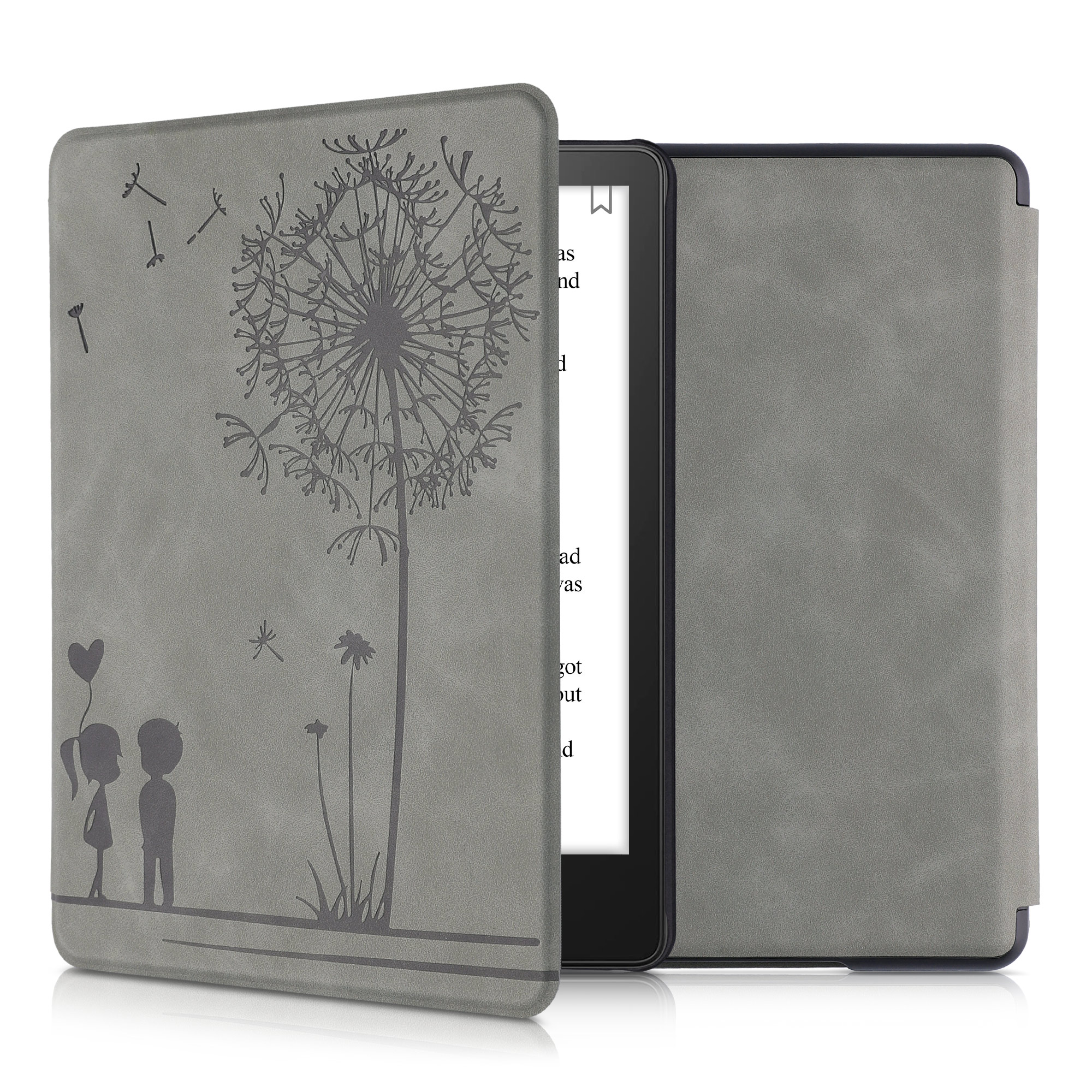 Pouzdro na čtečku kwmobile Amazon Kindle Paperwhite 11 Generation 2021 Case - Dandelion Love šedá