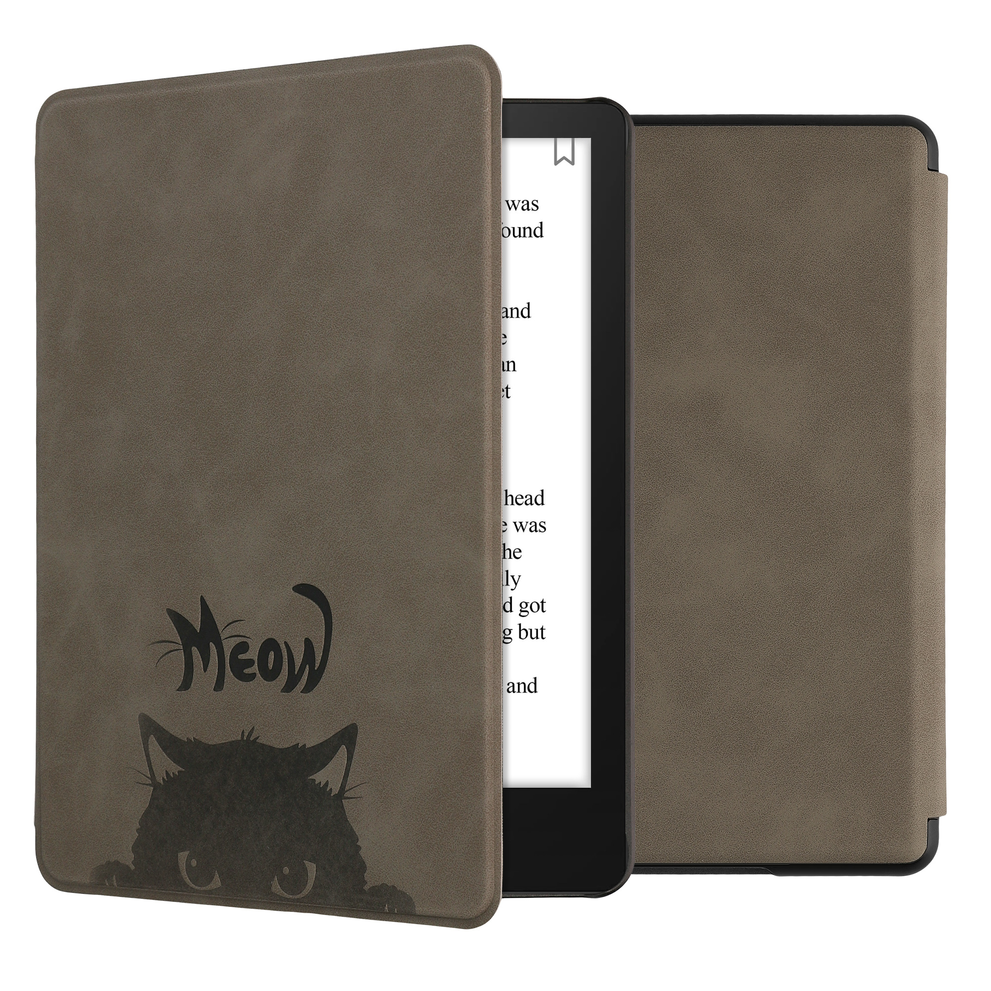 Pouzdro na čtečku kwmobile Amazon Kindle Paperwhite 11 Generation 2021 Case - Meow Cat šedá / černá