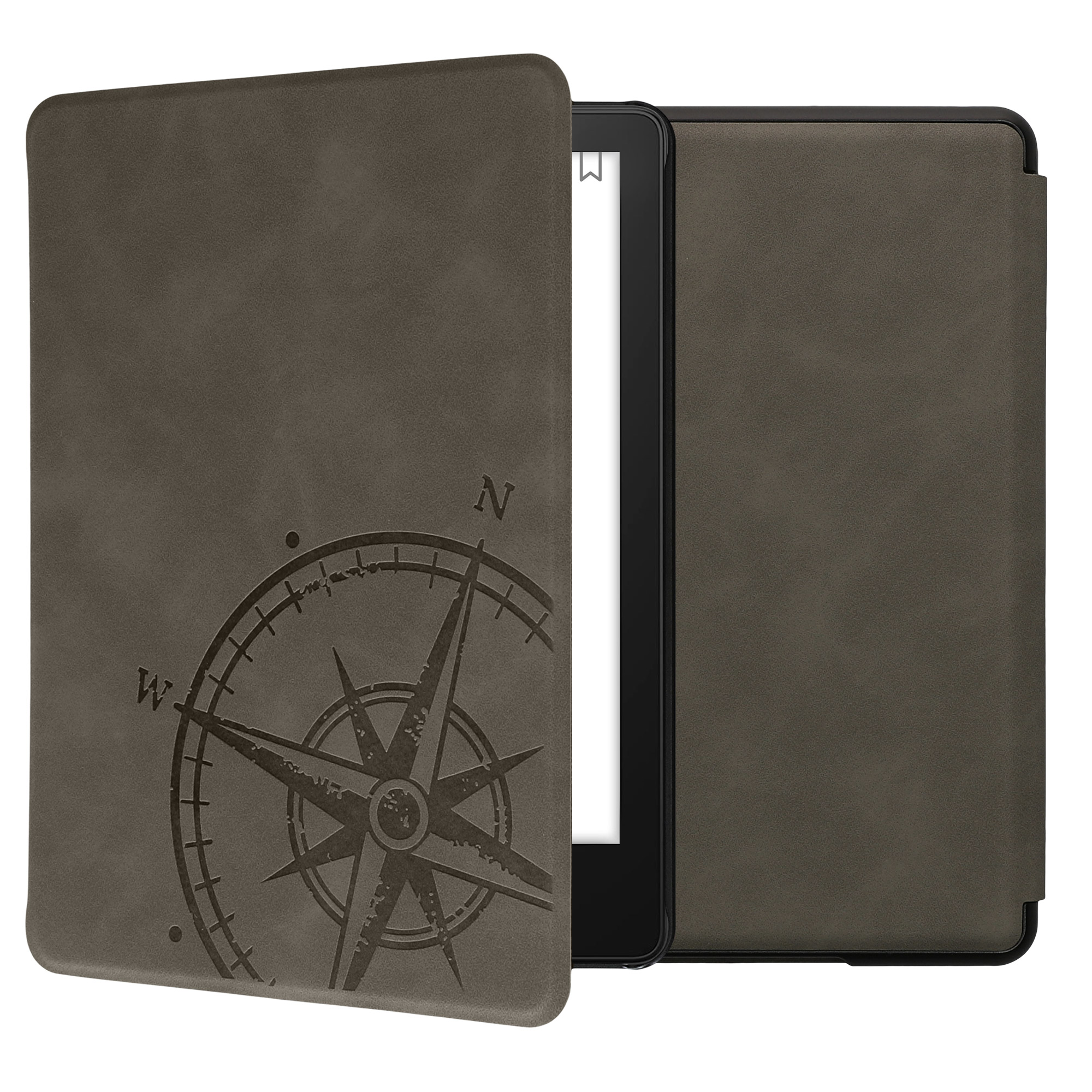 Pouzdro na čtečku kwmobile Amazon Kindle Paperwhite 11 Generation 2021 Case - Navigational Compass šedá