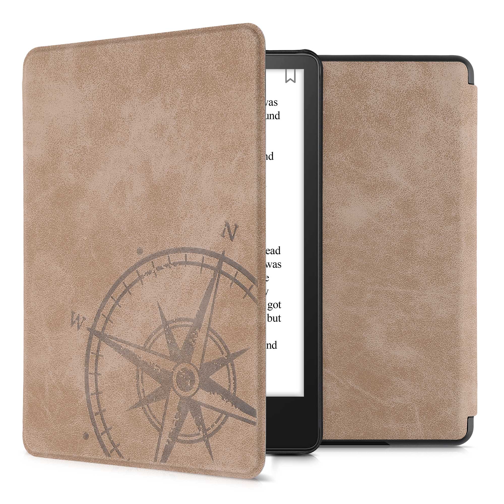 Pouzdro na čtečku kwmobile Kindle Paperwhite 11. gen. 2021 - Navigational Compass hnědá