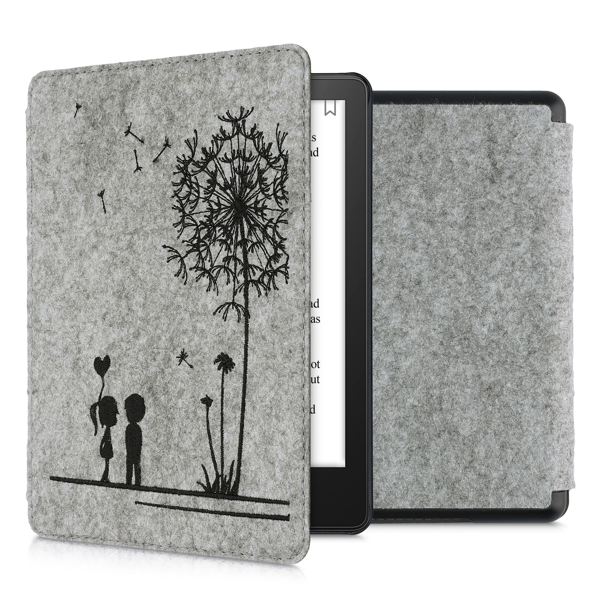 Pouzdro na čtečku kwmobile Kindle Paperwhite 11. gen. 2021 - Dandelion Love černá / světle šedá