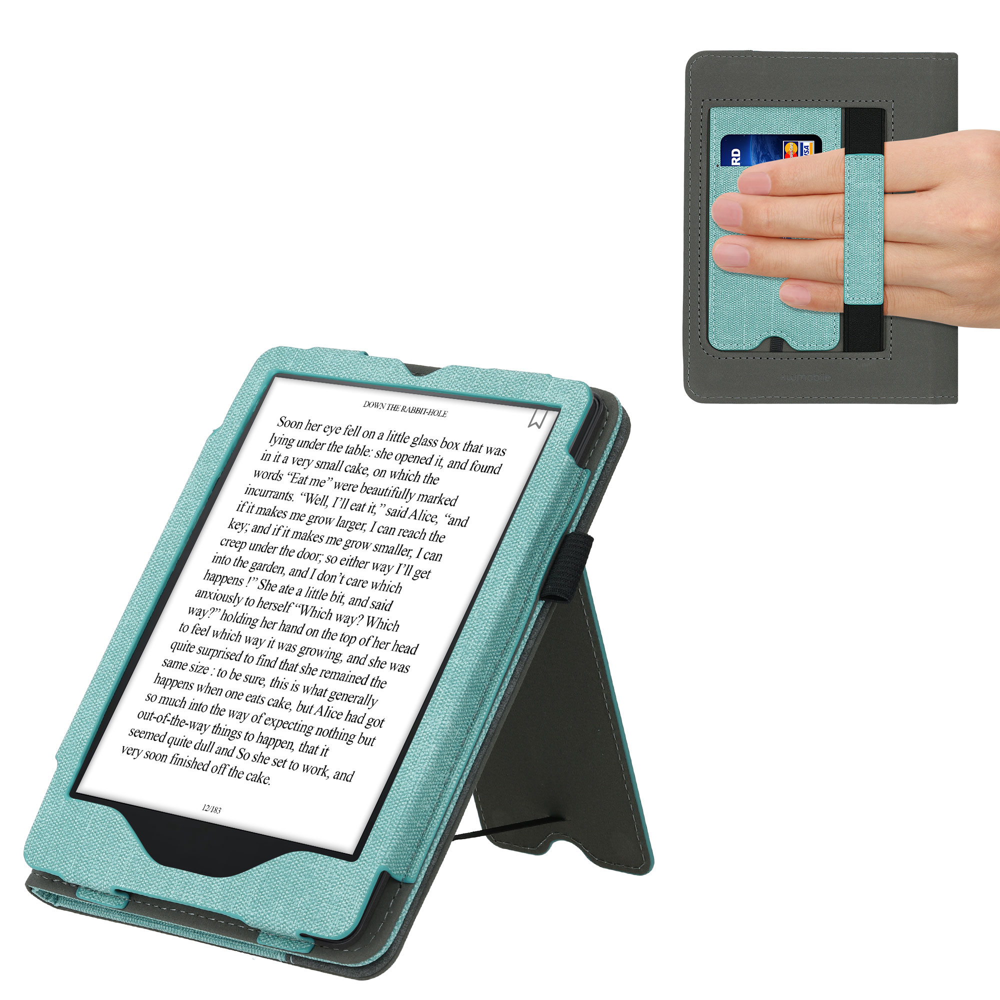 Pouzdro na čtečku kwmobile Kindle Paperwhite 11. gen. 2021 - mint / tmavě šedá