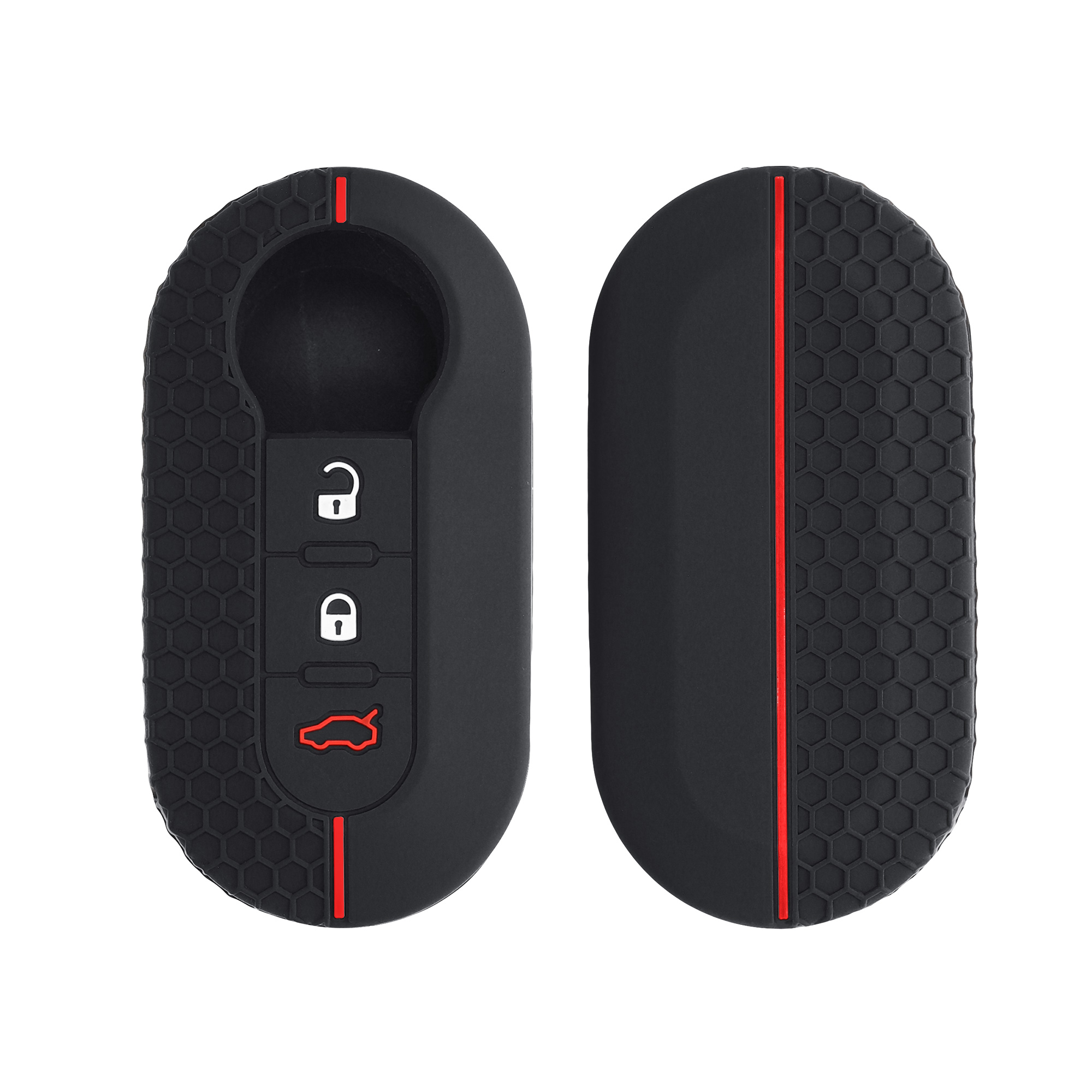 TPU pouzdro na klíč od auta Fiat / Lancia, 3 tlačítka Flip Key černo-červené