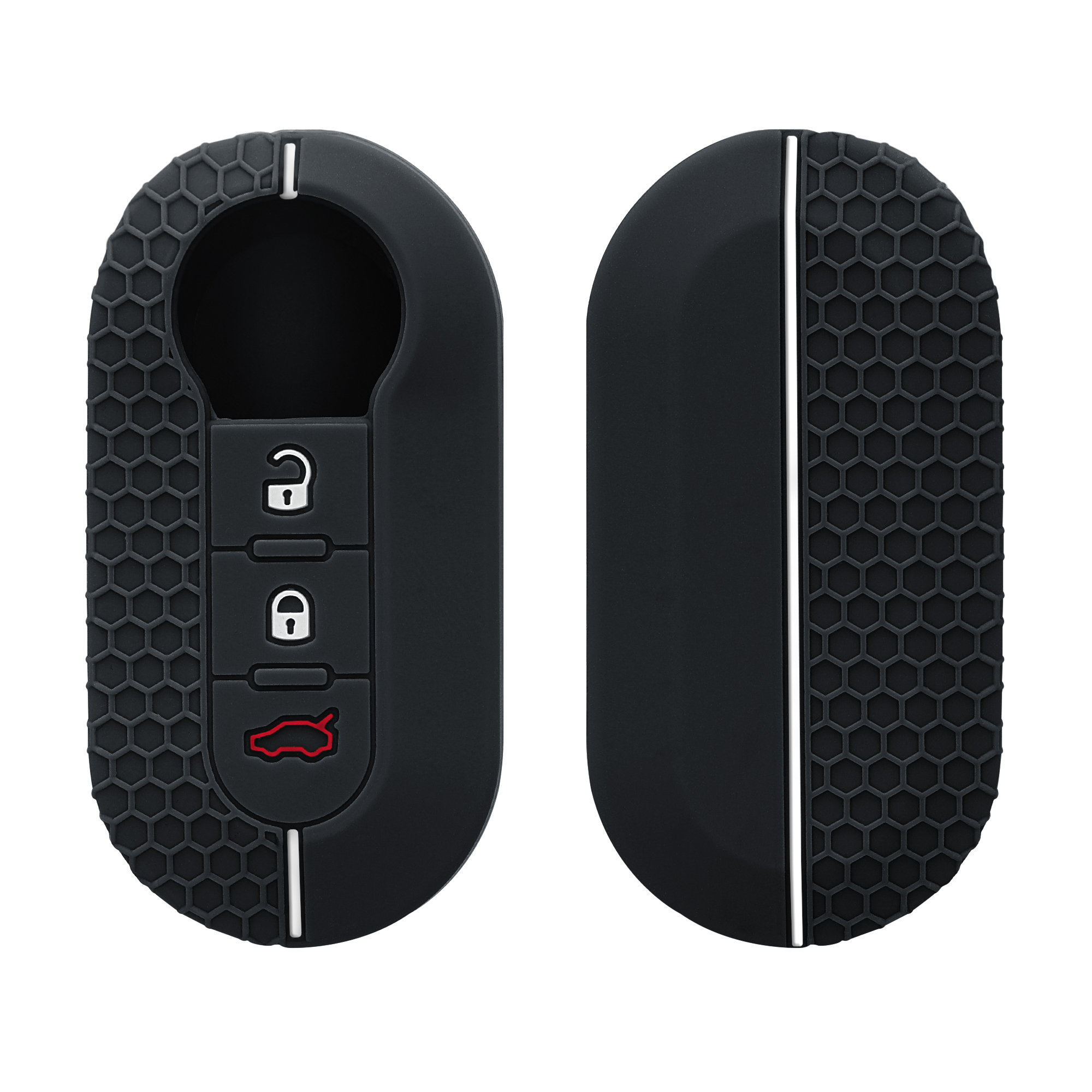 TPU pouzdro na klíč od auta Fiat / Lancia, 3 tlačítka Flip Key černo-bílé