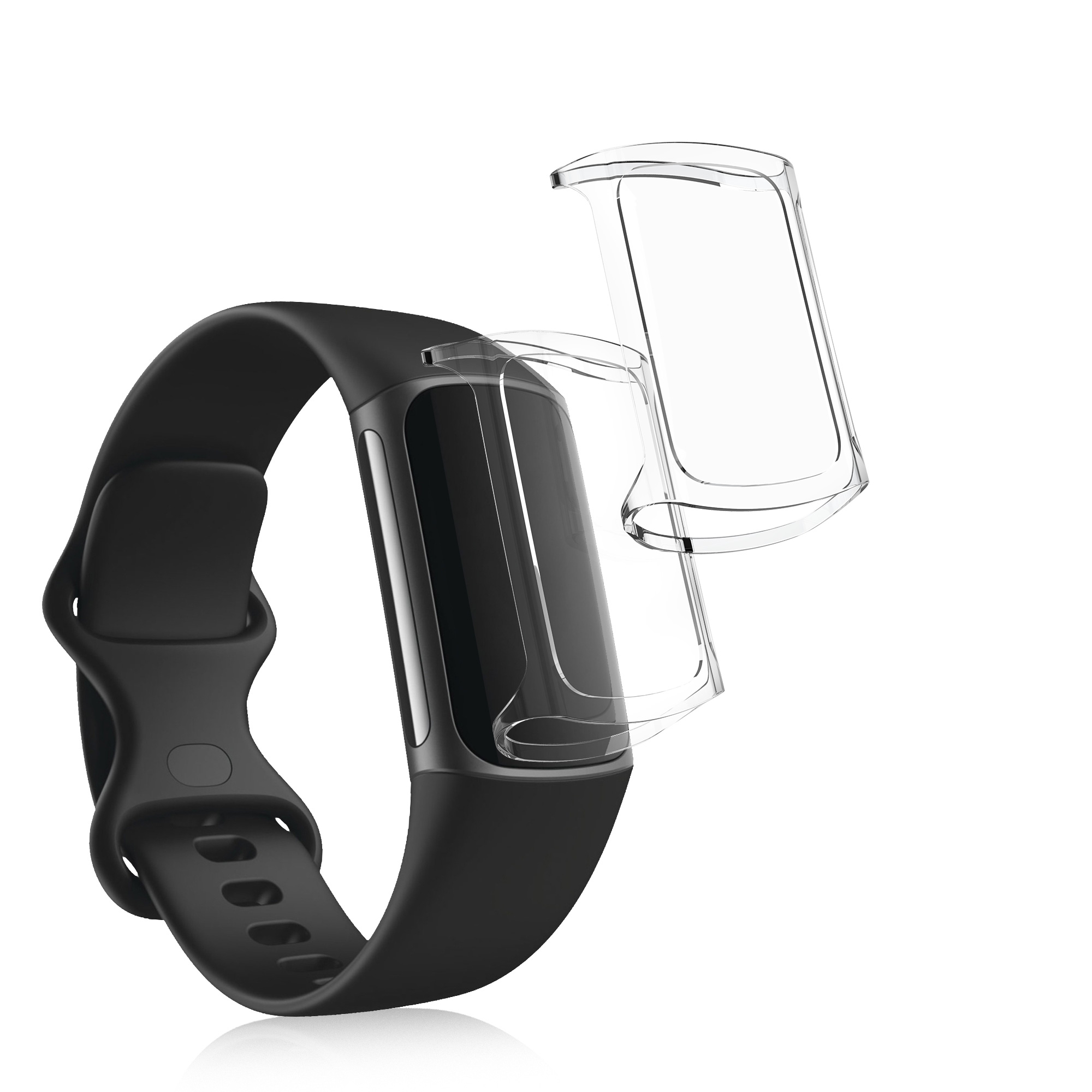 2x obal s ochranným sklem pro Fitbit Charge 6 / Charge 5 kwmobile silikonové - transparentní
