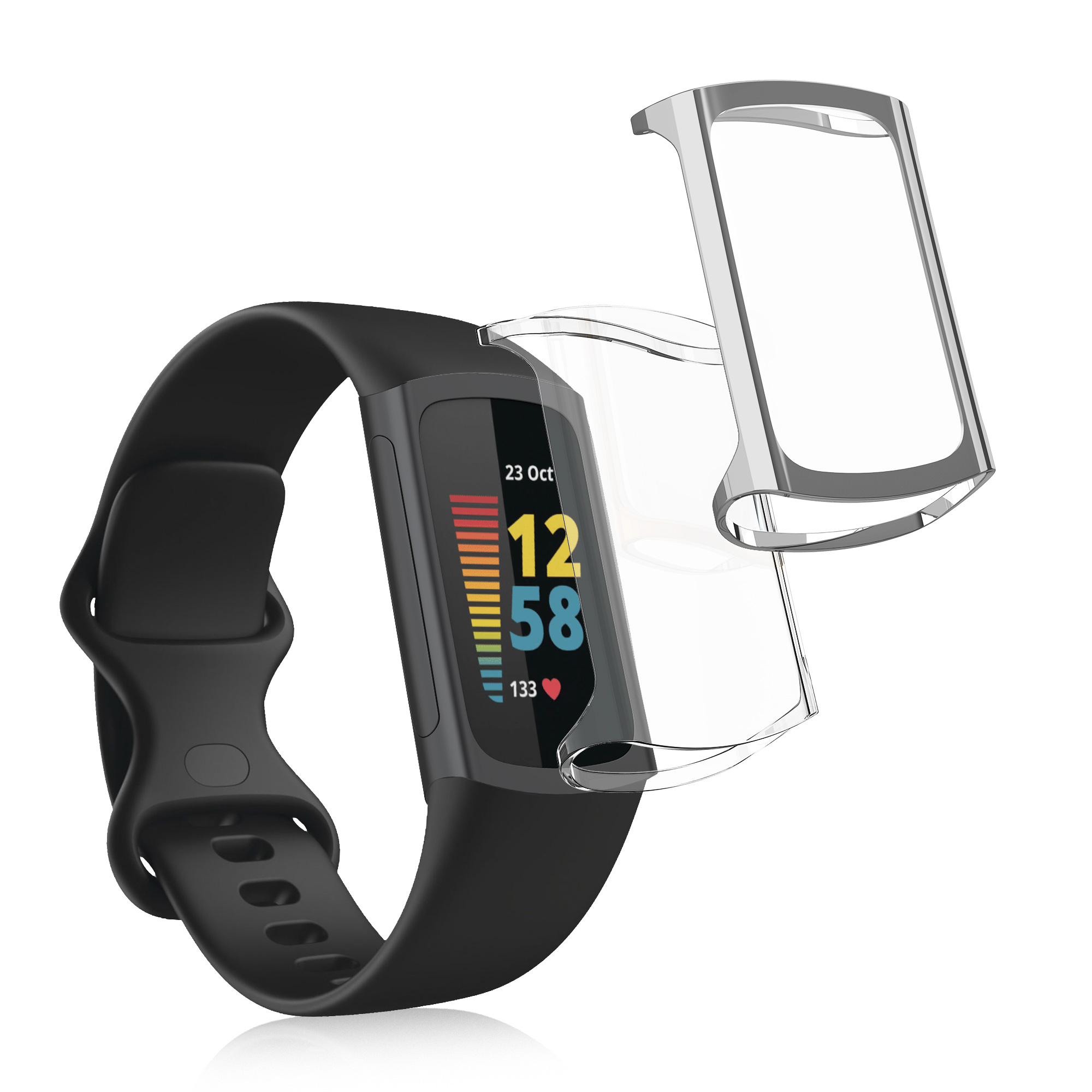 2x Ochranný obal na fitness tracker kwmobile pro Fitbit Charge 6 / Charge 5 - čirá