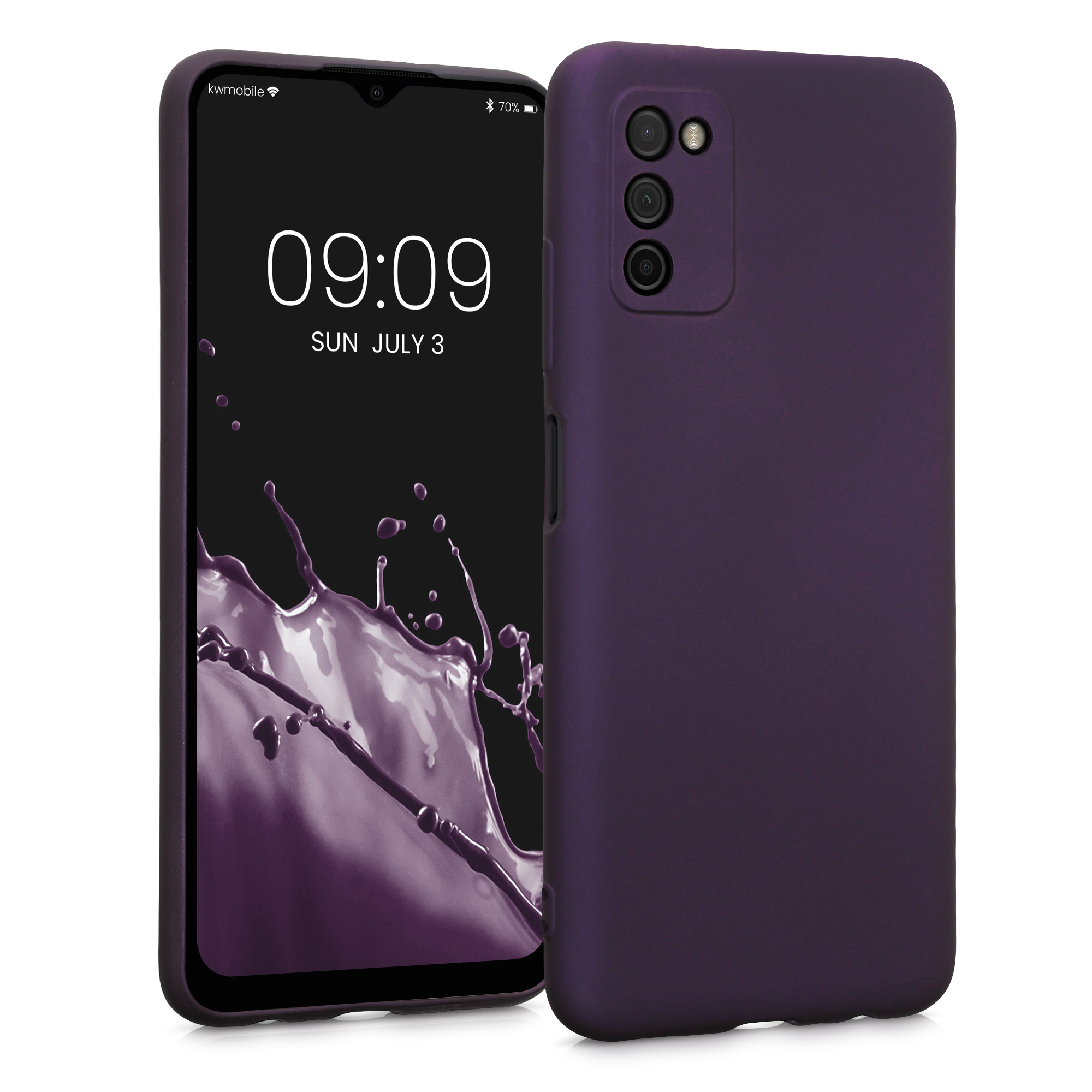 Kryt na mobil Samsung Galaxy A03s kwmobile Metallic metalicky berry
