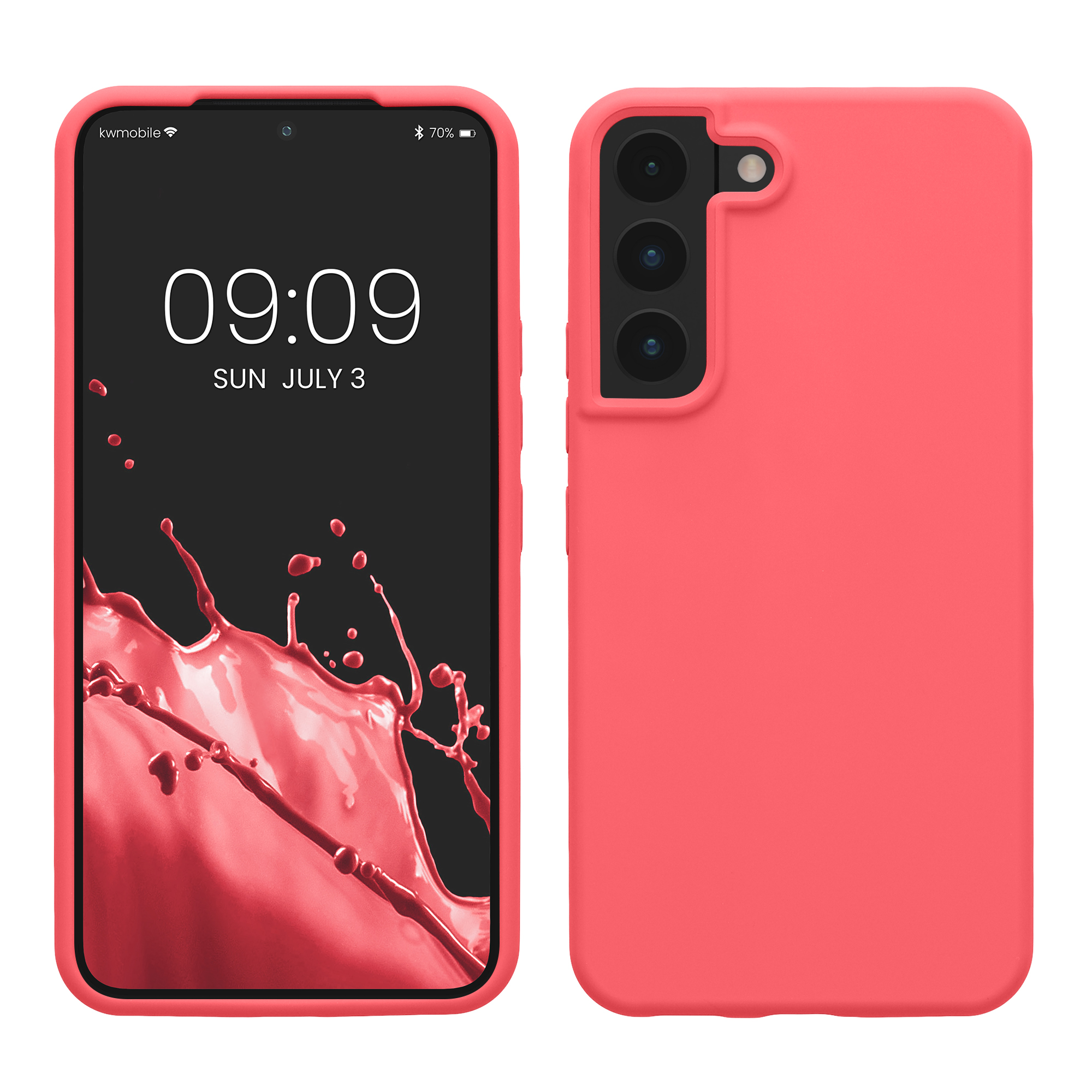 Kryt na mobil Galaxy S22 kwmobile Soft Cover neonově korálová