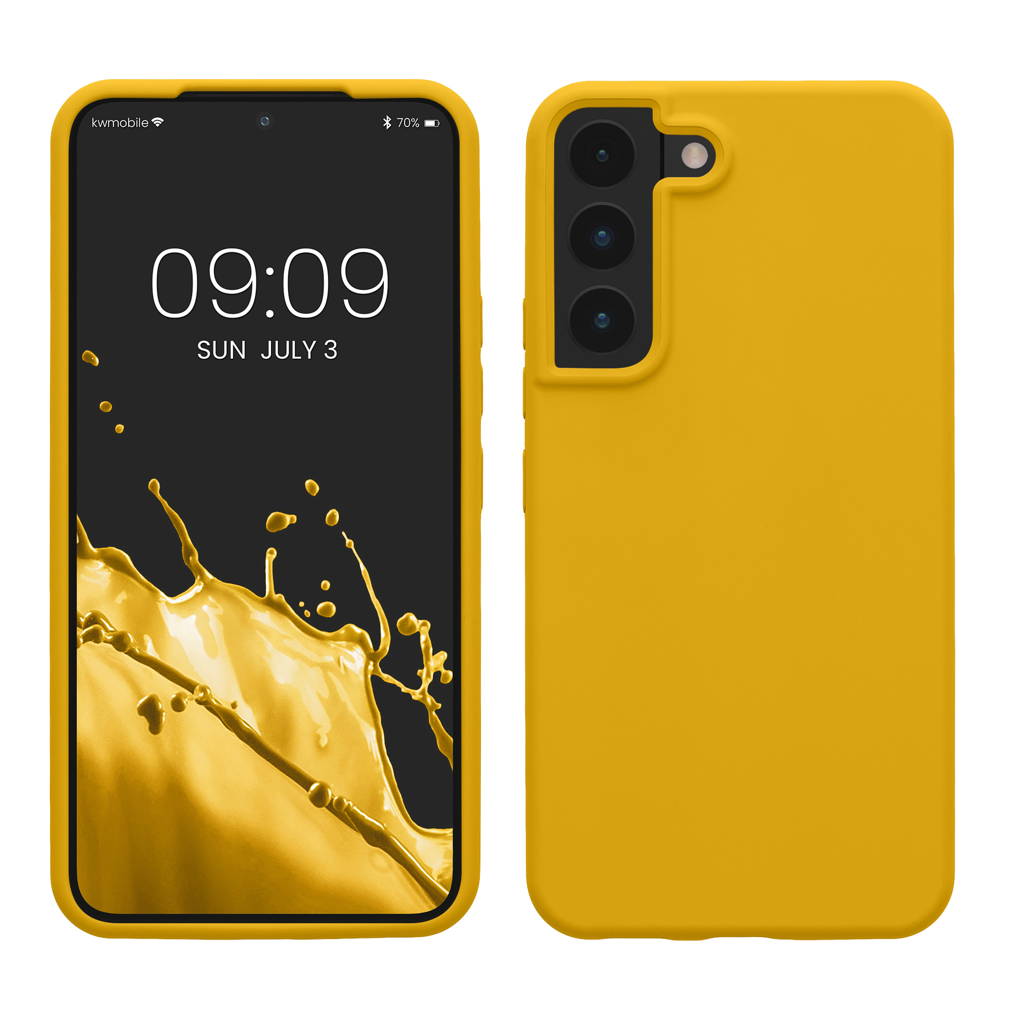 Kryt na mobil Galaxy S22 kwmobile Soft Cover zářivě žlutá