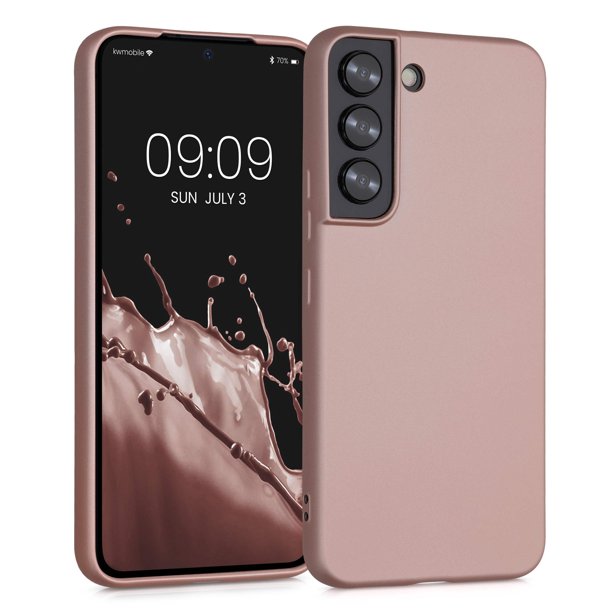Kryt na mobil Galaxy S22 kwmobile Metallic metalická růžově zlatá