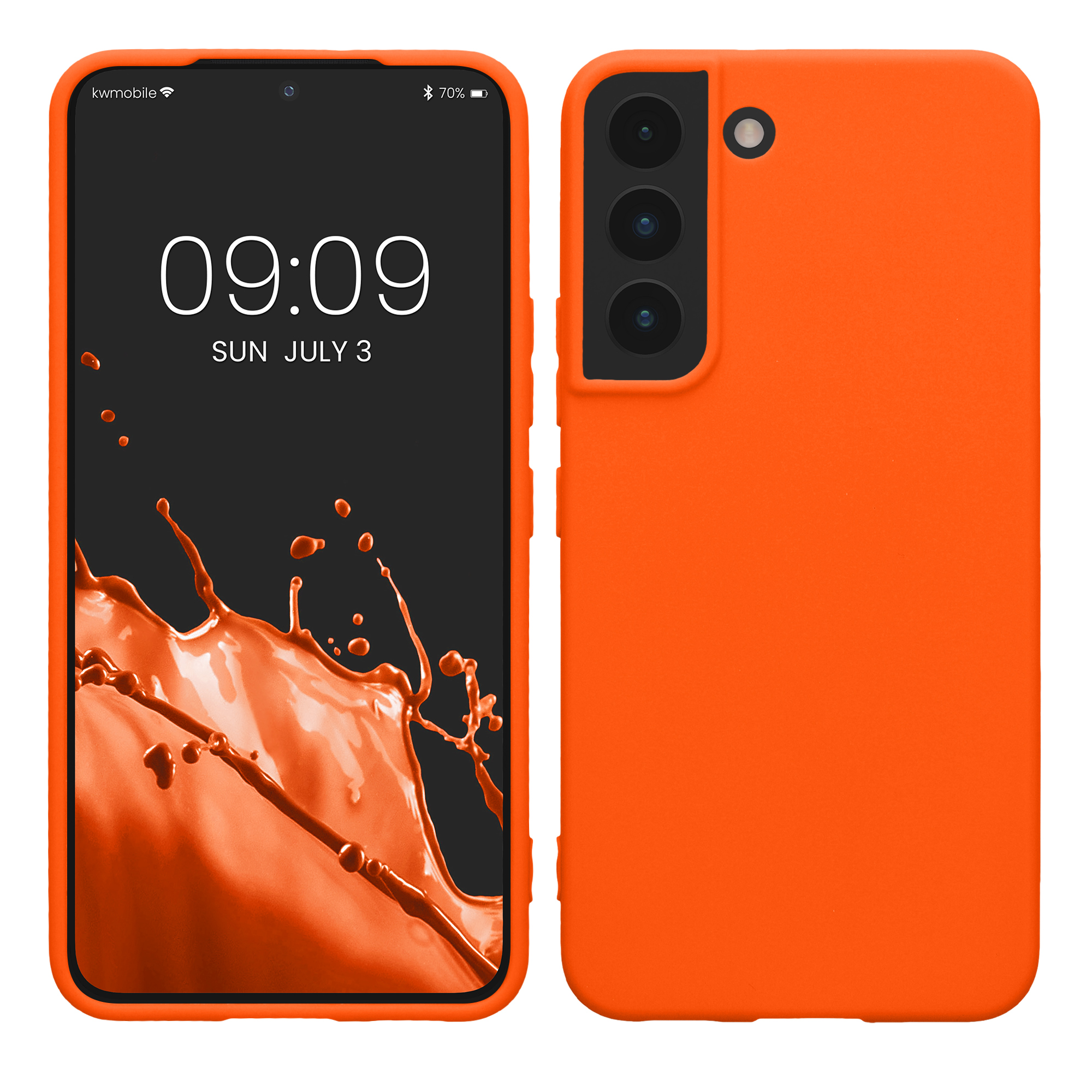 Kryt na mobil Galaxy S22 kwmobile Soft Cover neon orange