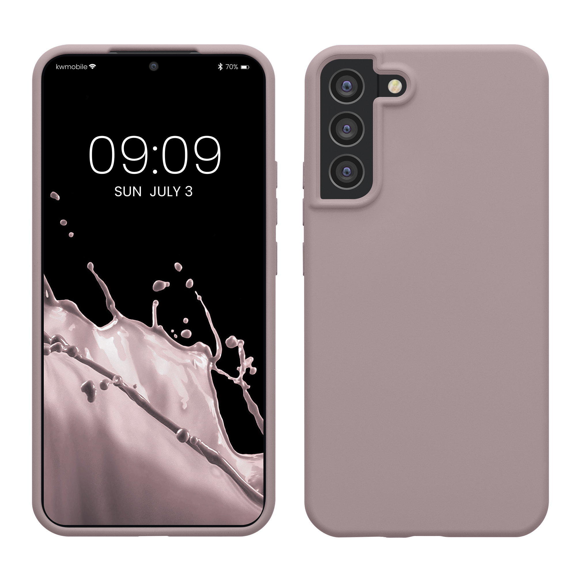 Silikonový kryt pro Samsung Galaxy S22 Plus, nárazuvzdorný, pro bezdrátové nabíjení kwmobile ‑ fialový oblak