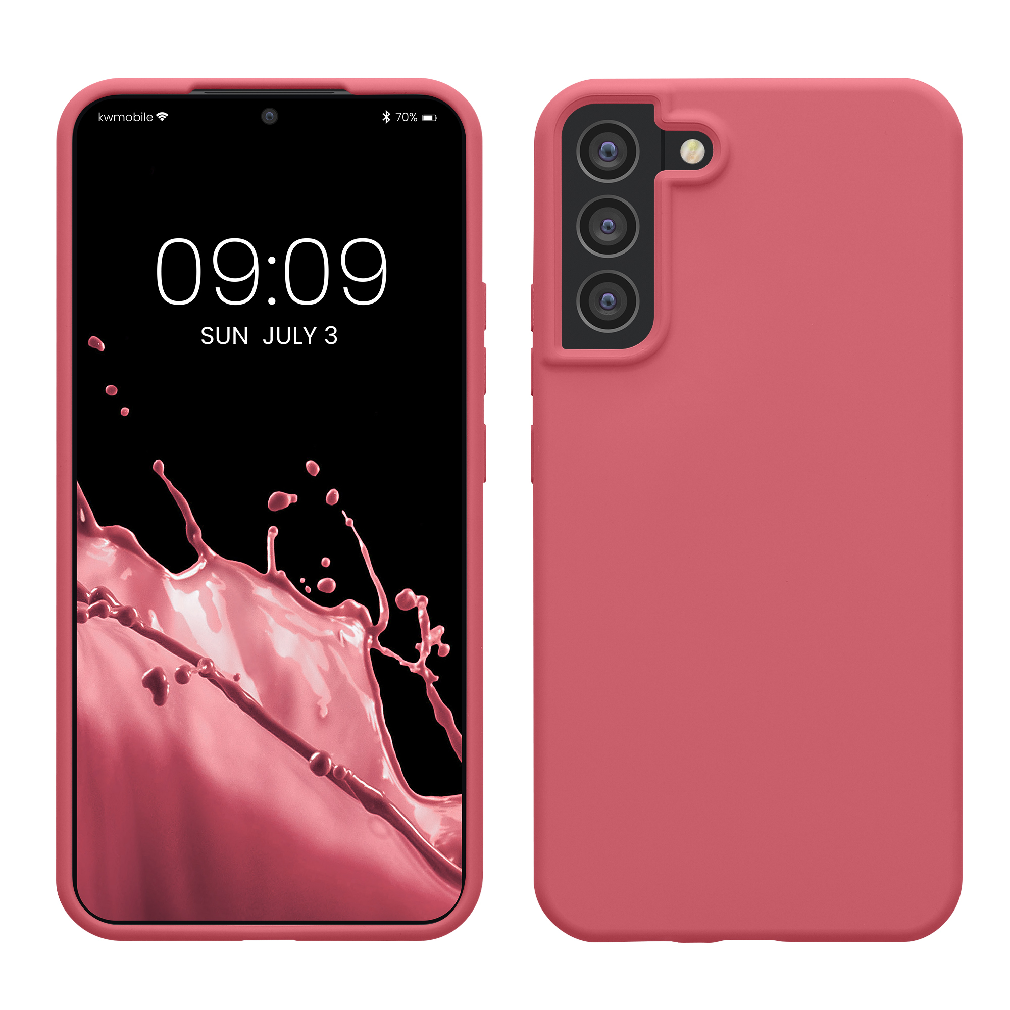 Silikonový kryt pro Samsung Galaxy S22 Plus, nárazuvzdorný, pro bezdrátové nabíjení kwmobile ‑ cukrově růžová