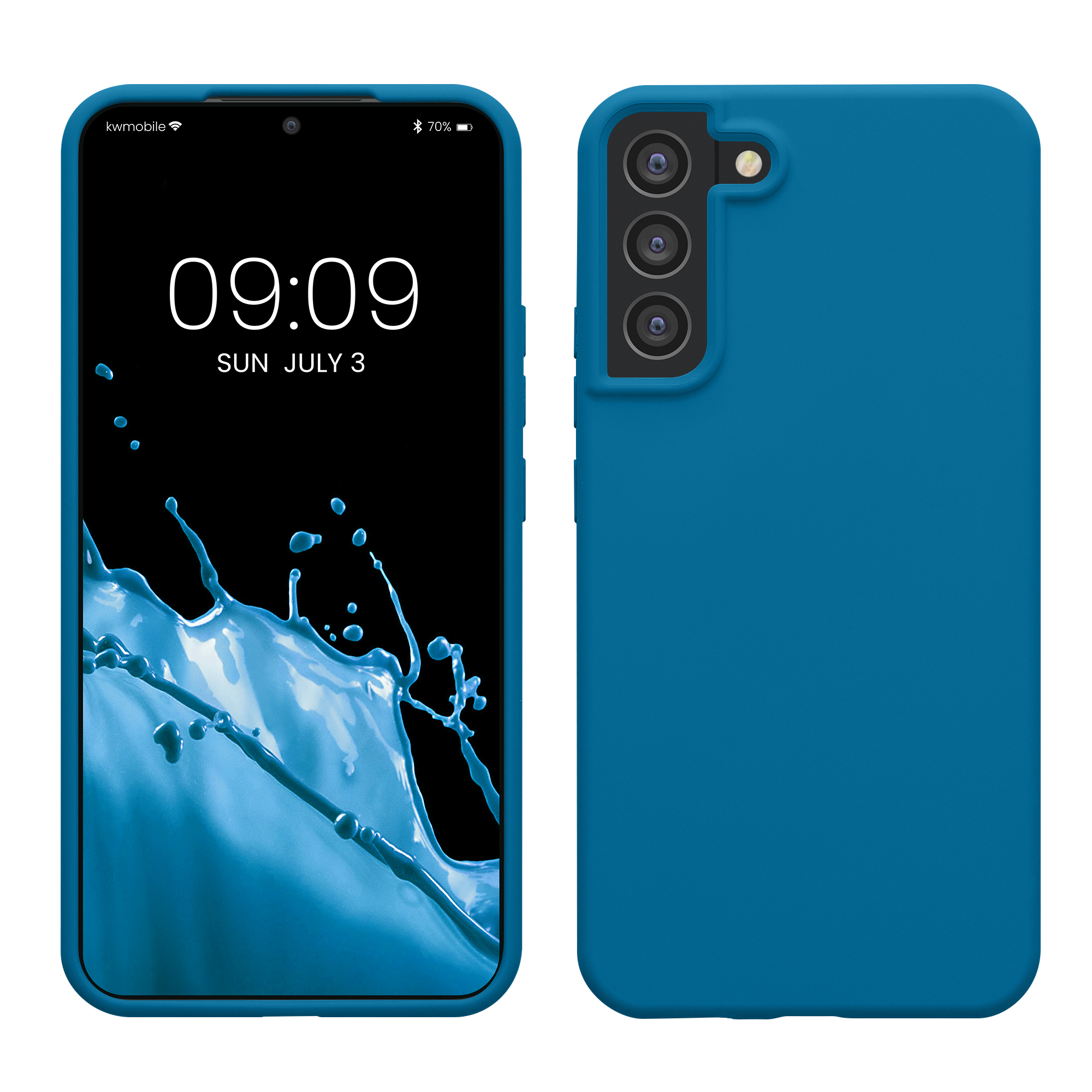 Silikonový kryt pro Samsung Galaxy S22 Plus, nárazuvzdorný, pro bezdrátové nabíjení kwmobile ‑ korálově modrá