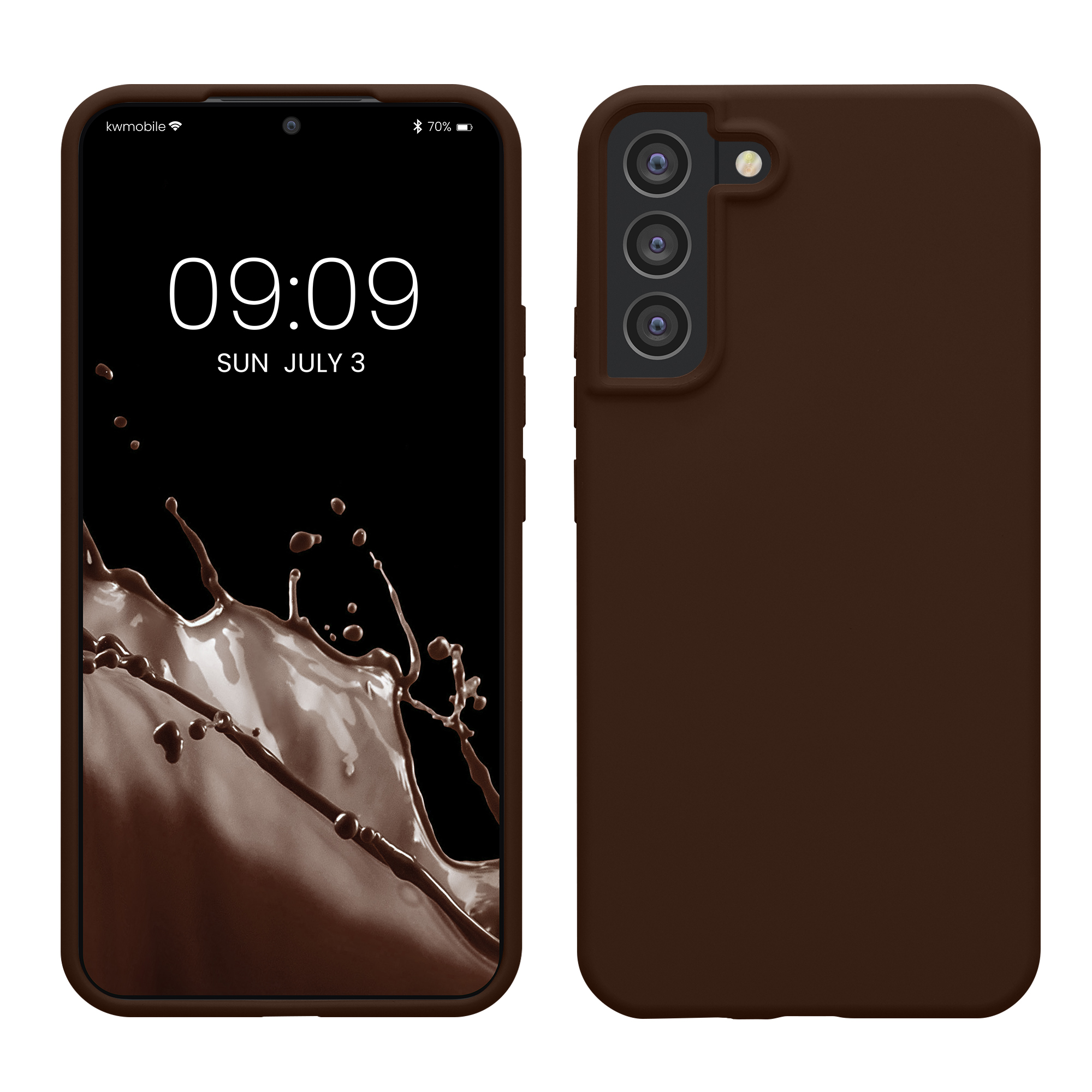 Silikonový kryt pro Samsung Galaxy S22 Plus, nárazuvzdorný, pro bezdrátové nabíjení kwmobile ‑ čokoládová