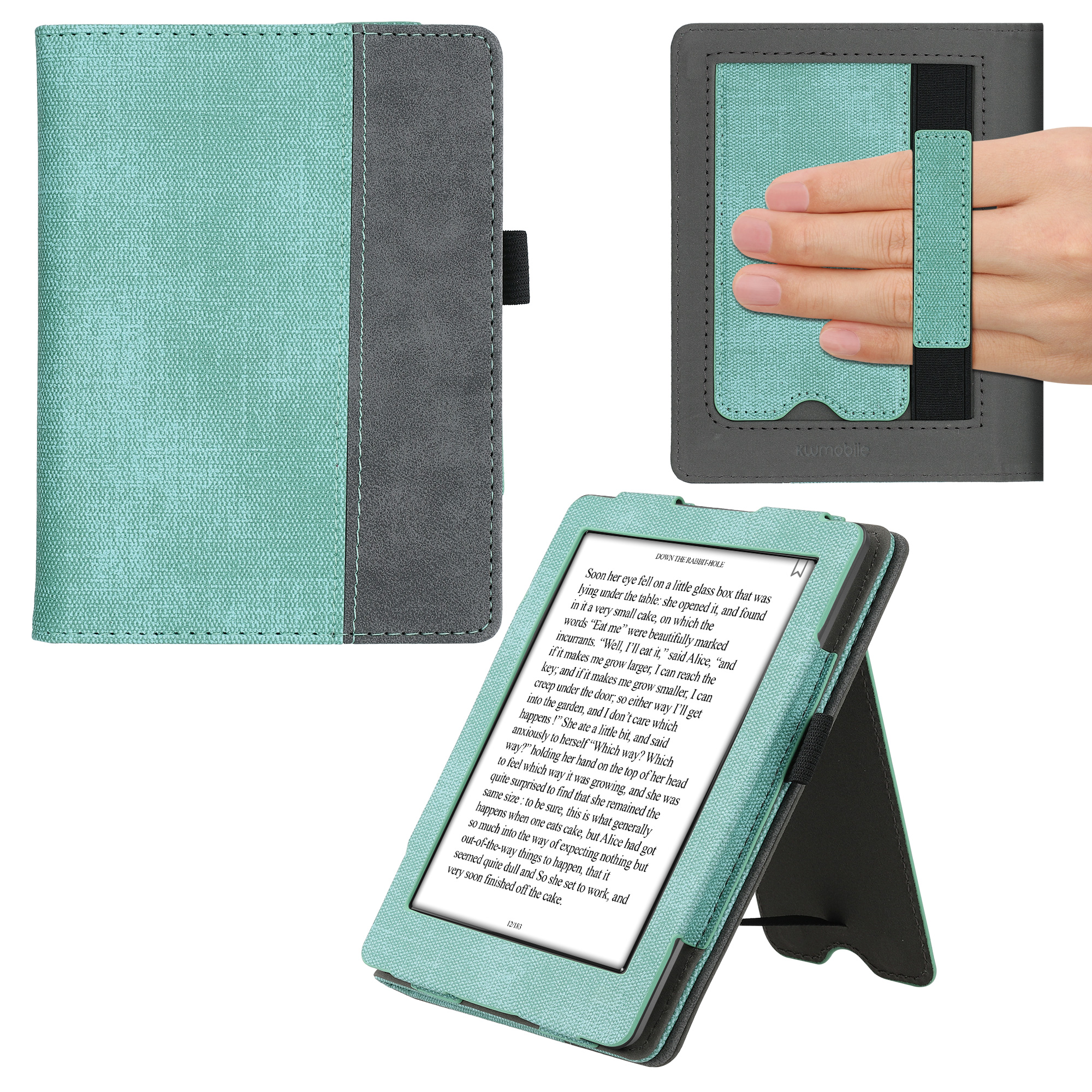 Pouzdro na čtečku kwmobile pro Kobo Glo HD / Touch 2.0 - mátová / tmavě šedá