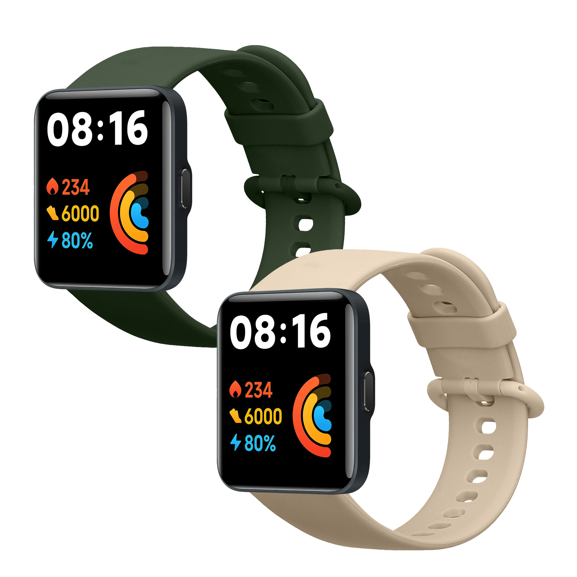 Řemínky pro Xiaomi Redmi Watch 2 Lite kwmobile silikonové - béžová / tmavě zelená