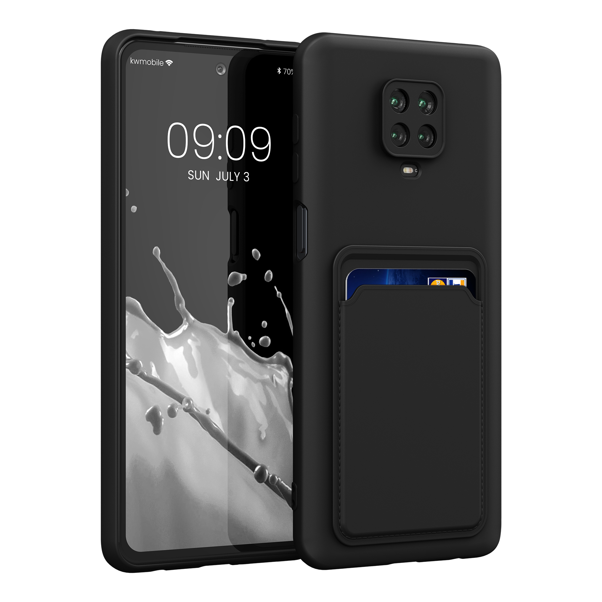 Kryt s držákem karty kwmobile pro Xiaomi Redmi Note 9S / 9 Pro / 9 Pro Max - matná černá