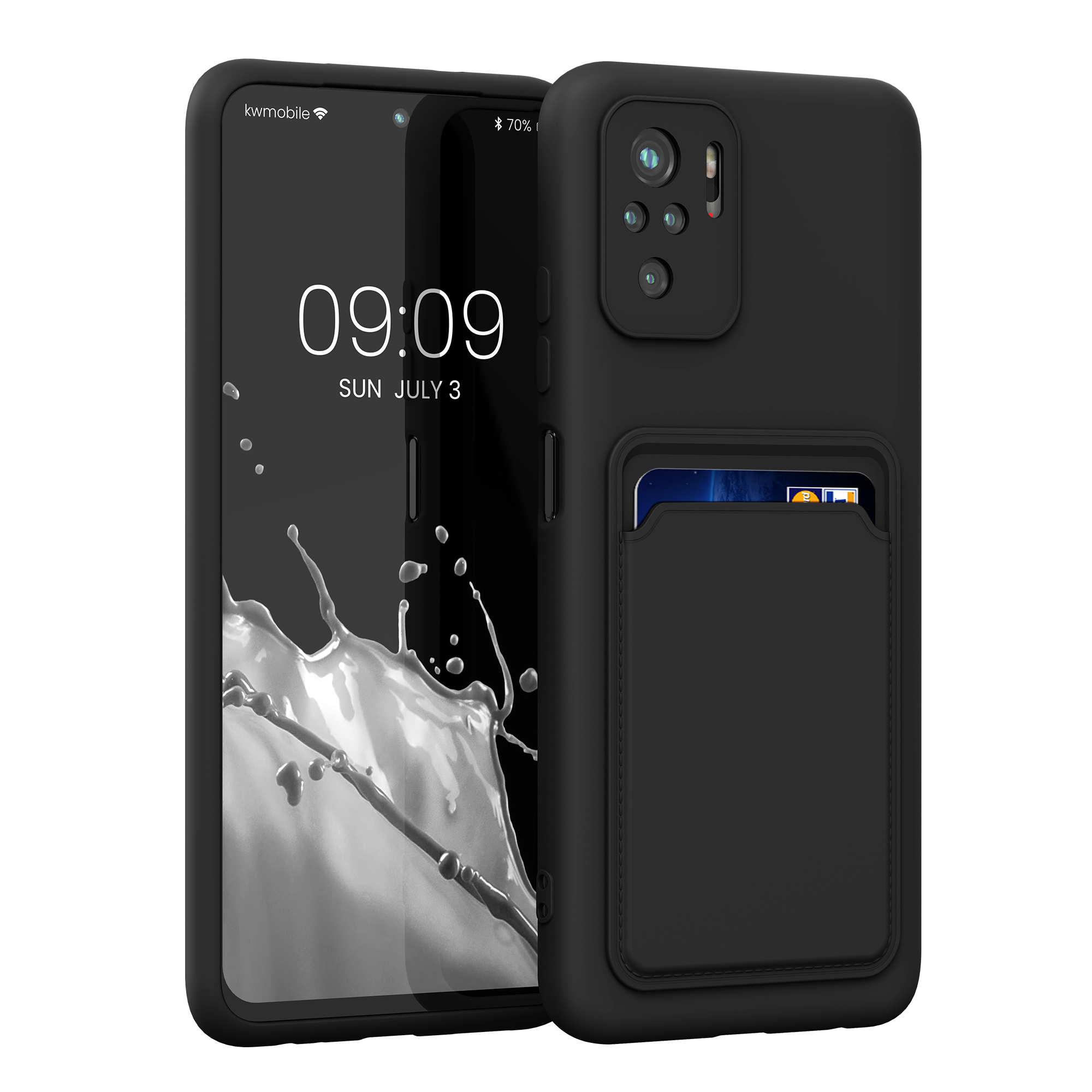Kryt Xiaomi Redmi Note 10 přihrádka karta TPU černá matná kwmobile