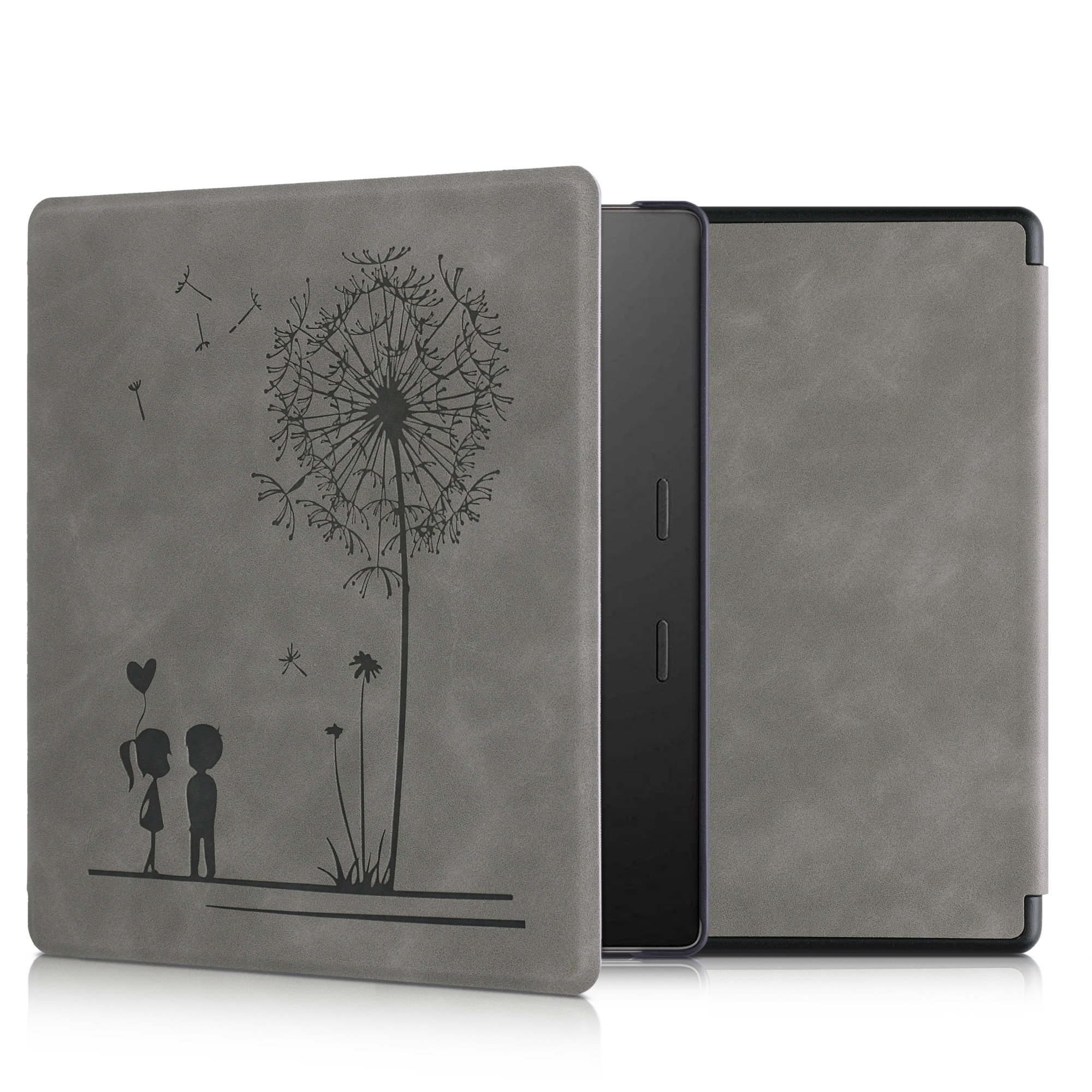 Pouzdro na čtečku kwmobile pro Amazon Kindle Oasis 10. Generation - motiv pampeliška šedá