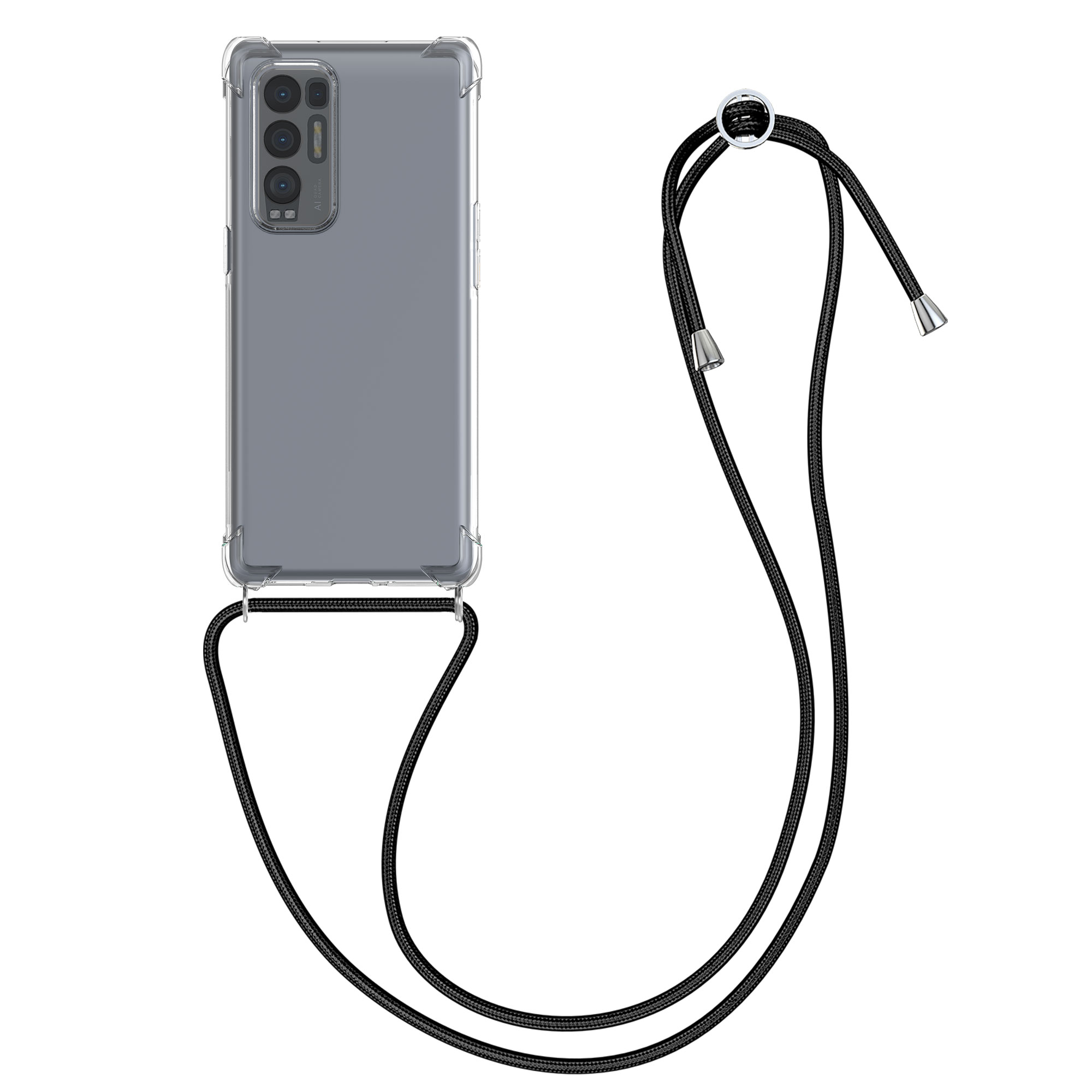 Crossbody kryt na mobil Oppo Find X3 Neo kwmobile šňůrka transparentní 