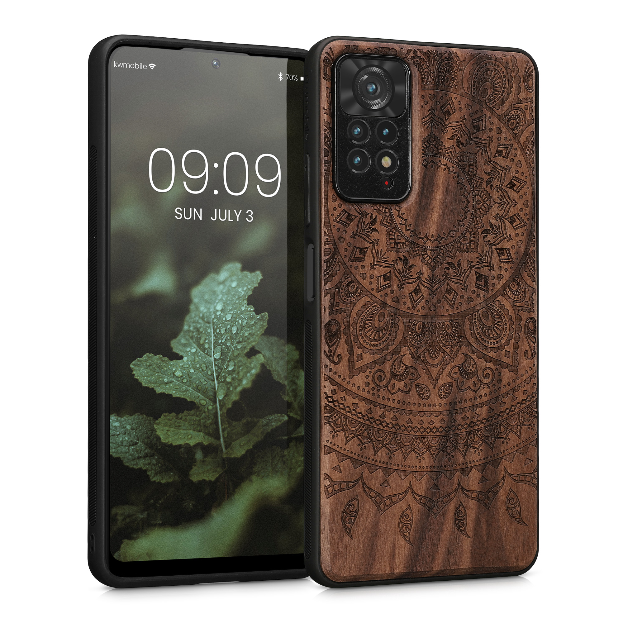 Dřevěný kryt Xiaomi Redmi Note 11 Pro TPU vanička, tmavě hnědý kwmobile