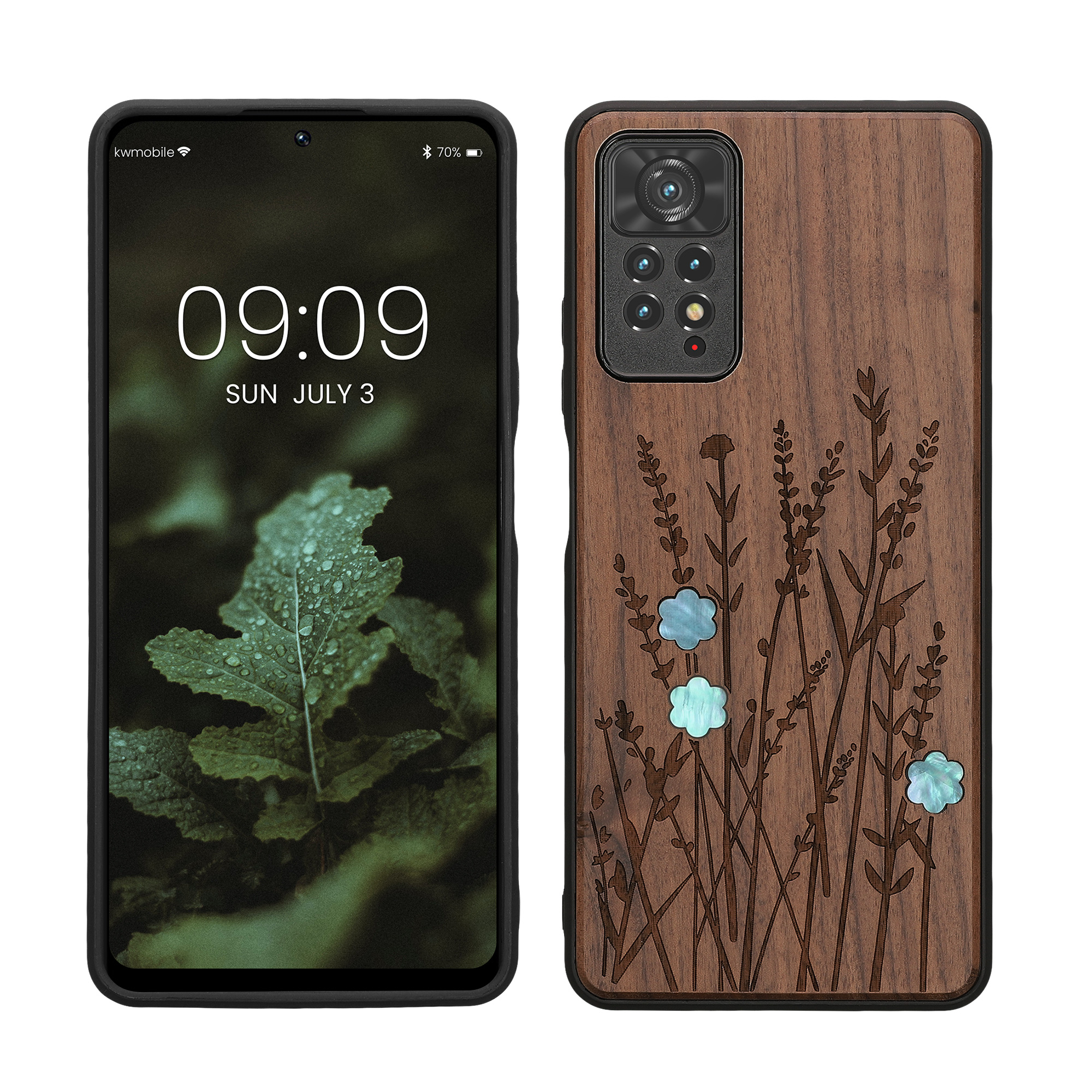 Dřevěný kryt Xiaomi Redmi Note 11 Pro TPU vanička, tmavě hnědý kwmobile