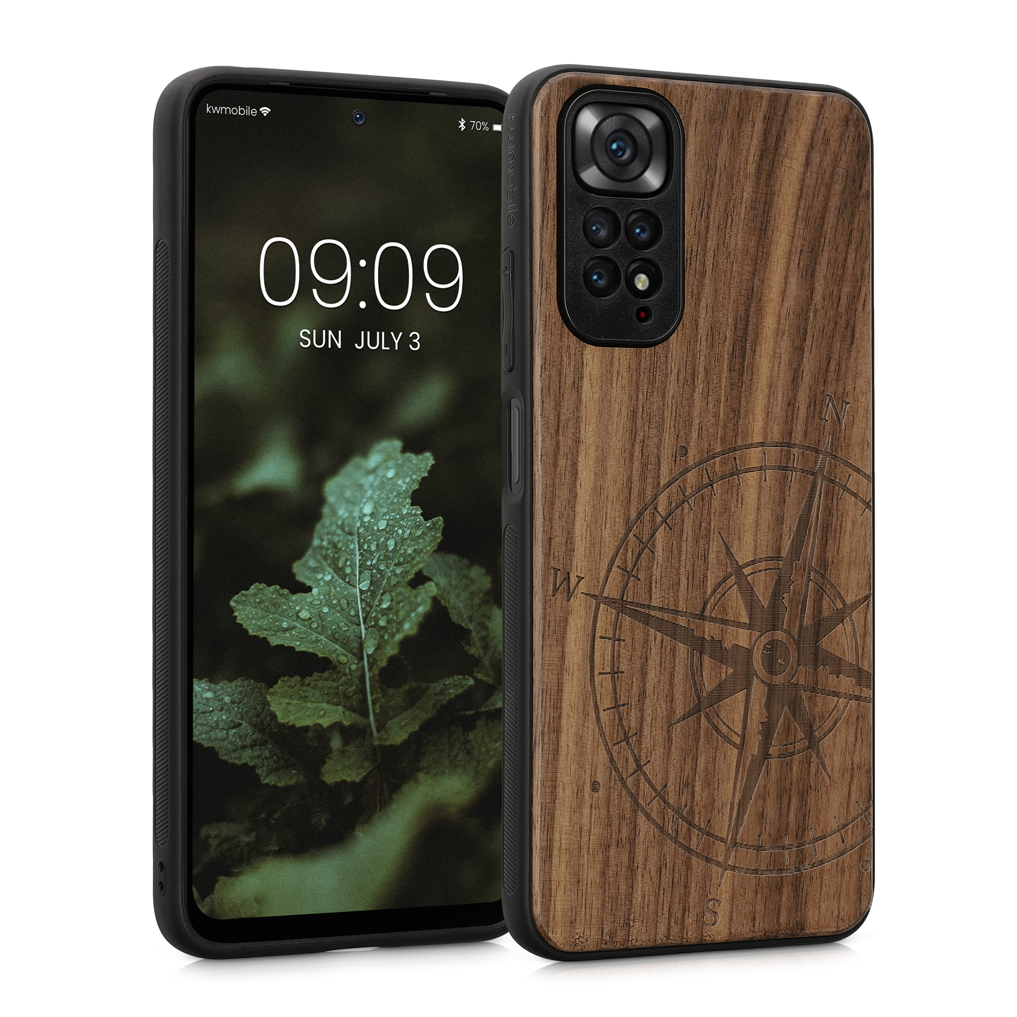 Dřevěný kryt Xiaomi Redmi Note 11 TPU vanička, tmavě hnědý kwmobile