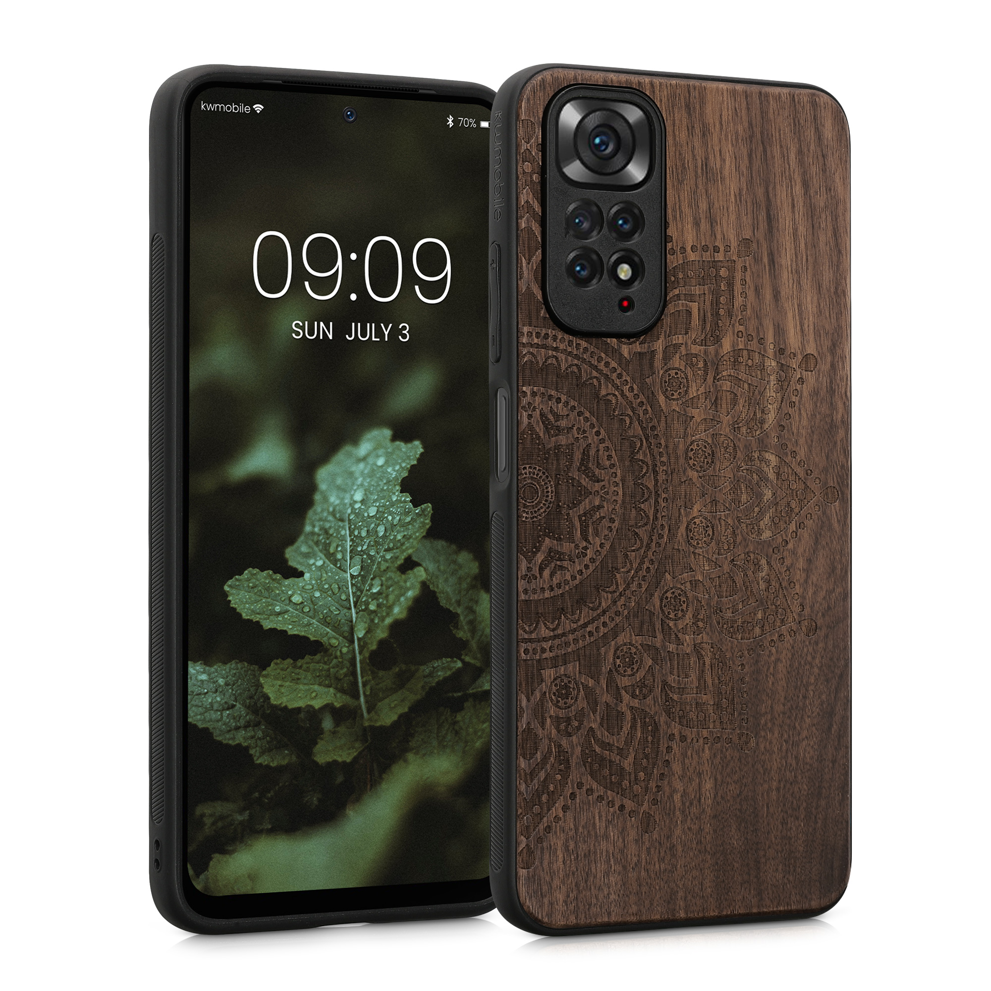 Dřevěný kryt Xiaomi Redmi Note 11 TPU vanička, tmavě hnědý kwmobile