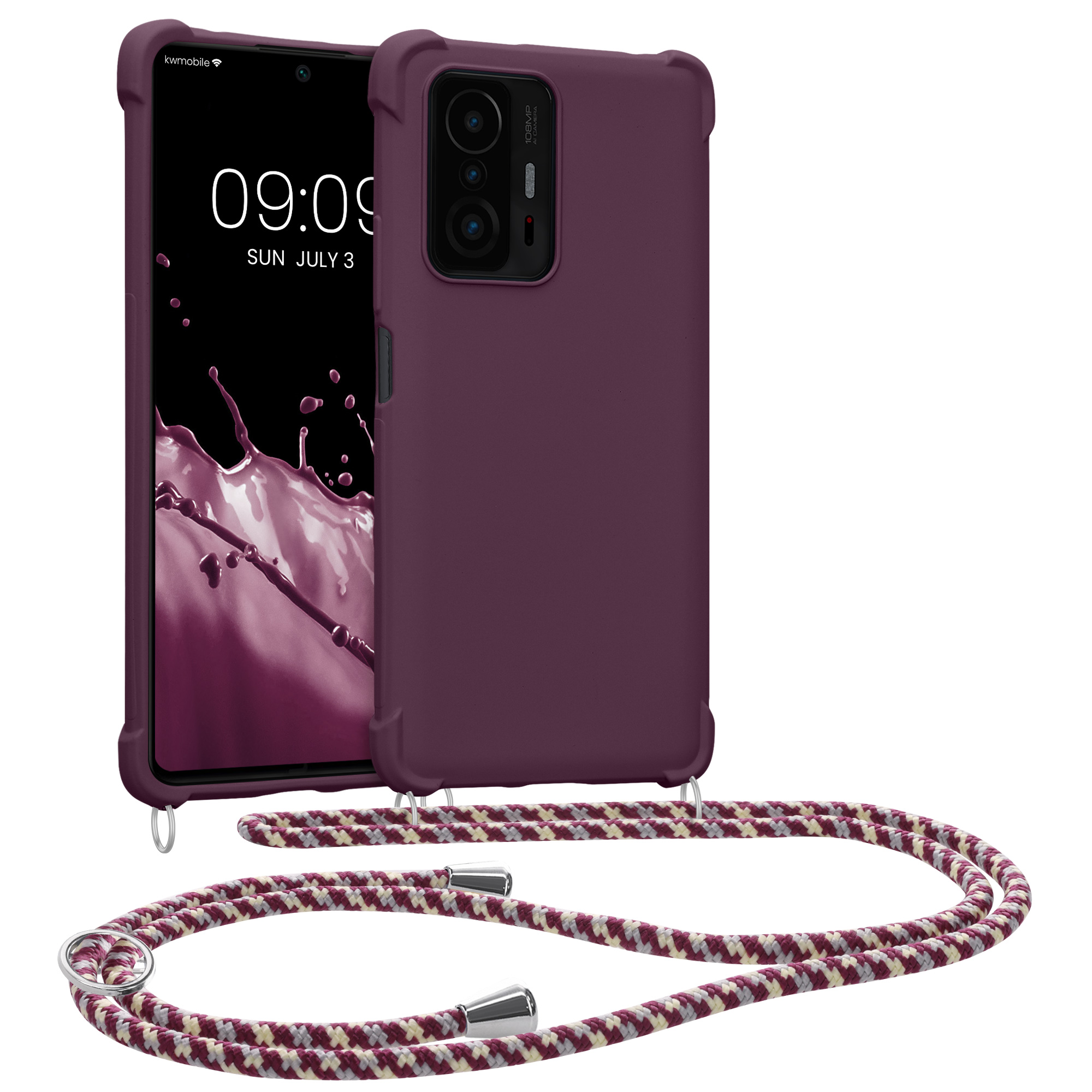 Crossbody kryt na mobil Xiaomi 11T / 11T Pro kwmobile bordeaux fialový