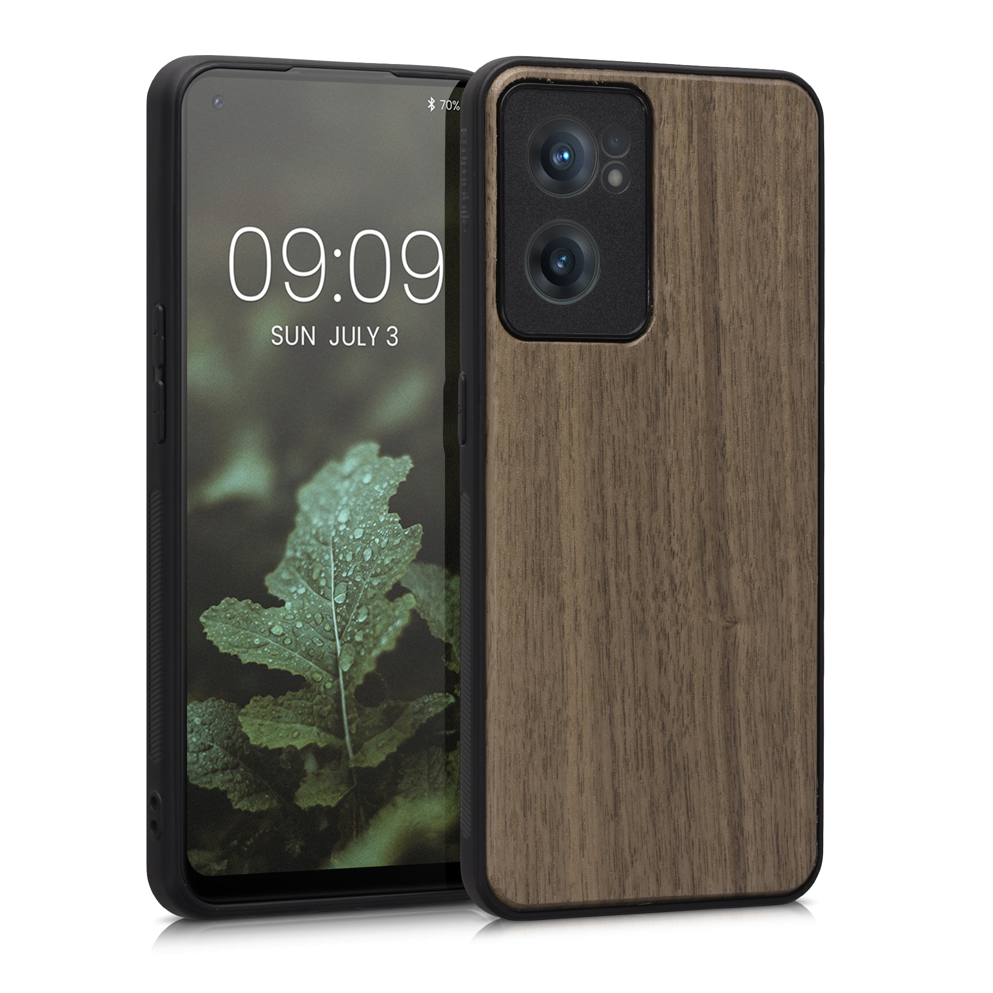 Dřevěný kryt kwmobile pro OnePlus Nord CE 2 5G, tmavě hnědá